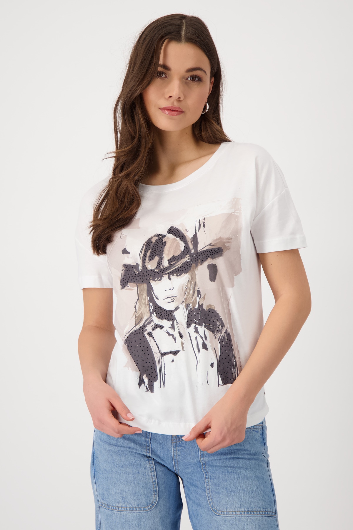 Monari Rundhalsshirt, mit Frontprint