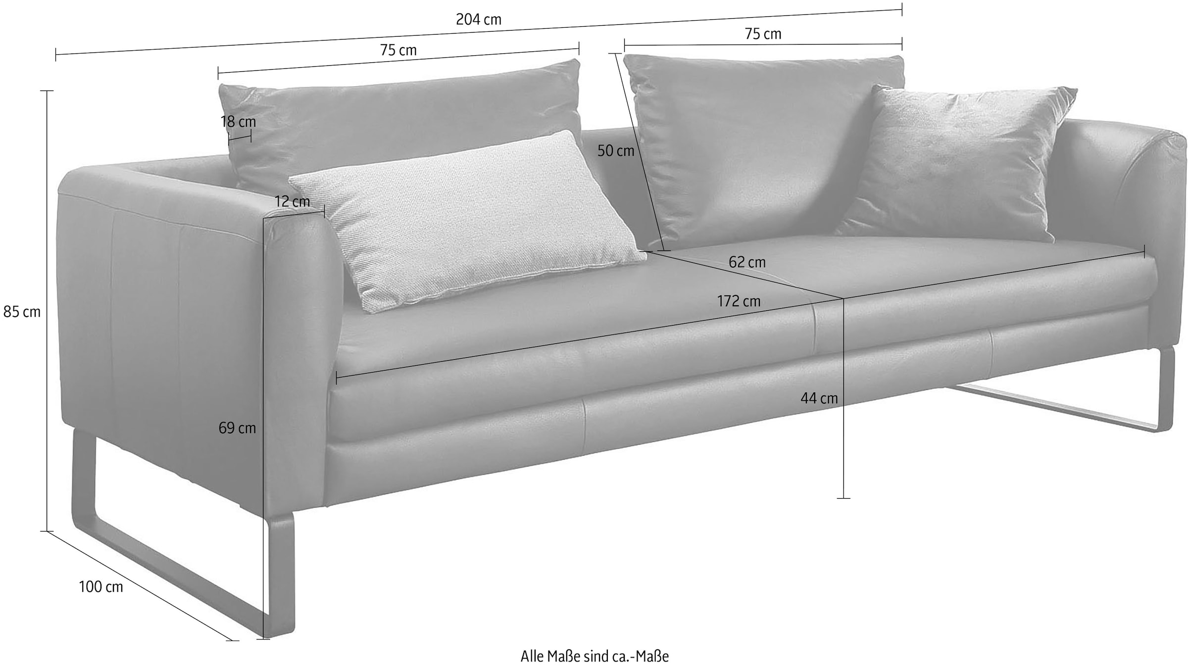 3C Candy 3-Sitzer »Avola Designsofa mit Lederbezug, tolle Verarbeitungsdetails« bequem und komfortabel