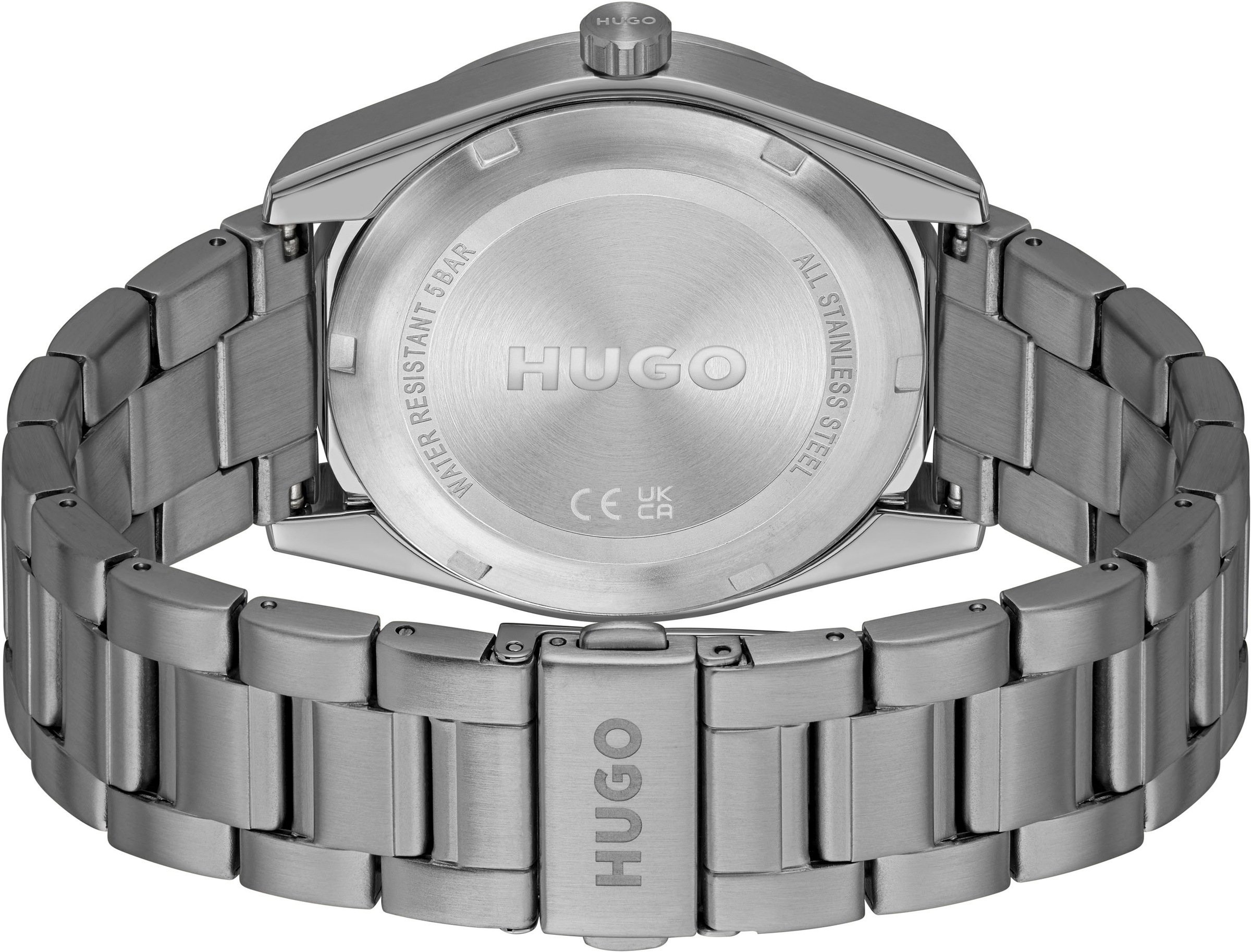 HUGO Quarzuhr »#BRIGHT«, Armbanduhr, Herrenuhr, Mineralglas, Edelstahlarmband
