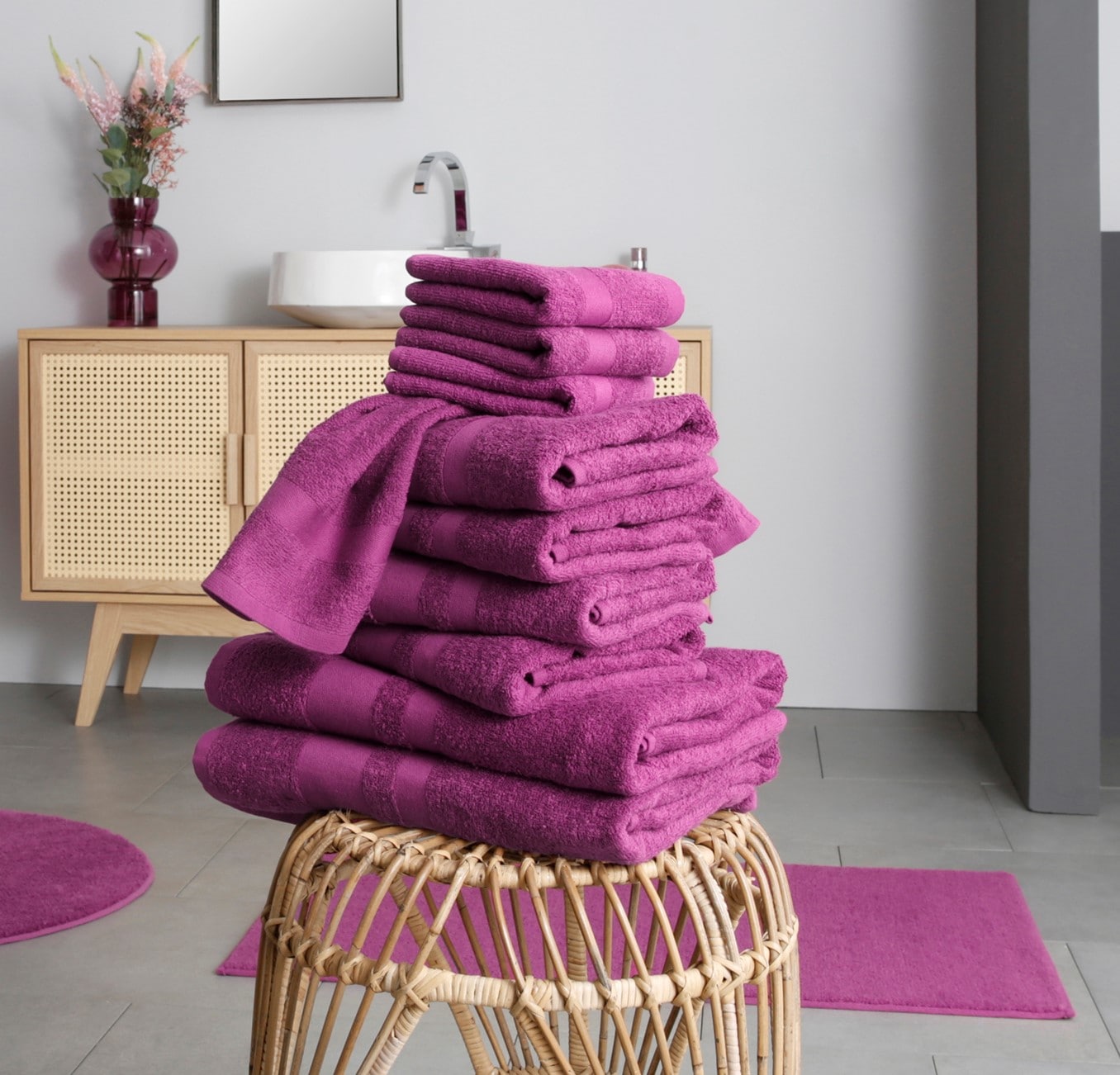 my home Handtuch Set »Vanessa«, Set, 10 tlg., Walkfrottee, Handtücher mit  Bordüre, einfarbiges Handtuch-Set aus 100% Baumwolle