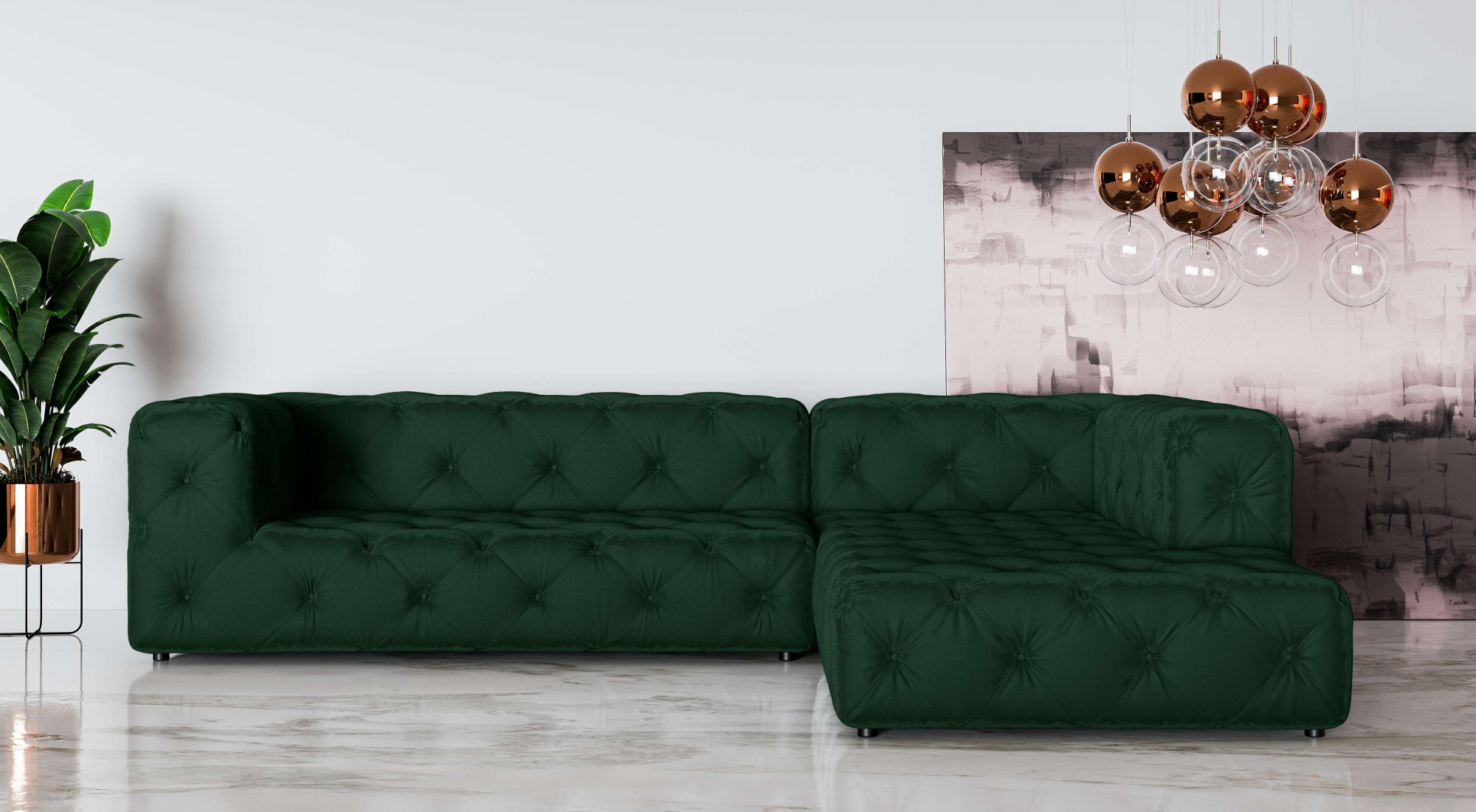 Places of Style Ecksofa »FOLLINA«, L-Form, mit klassischer Chesterfield-Knopfheftung