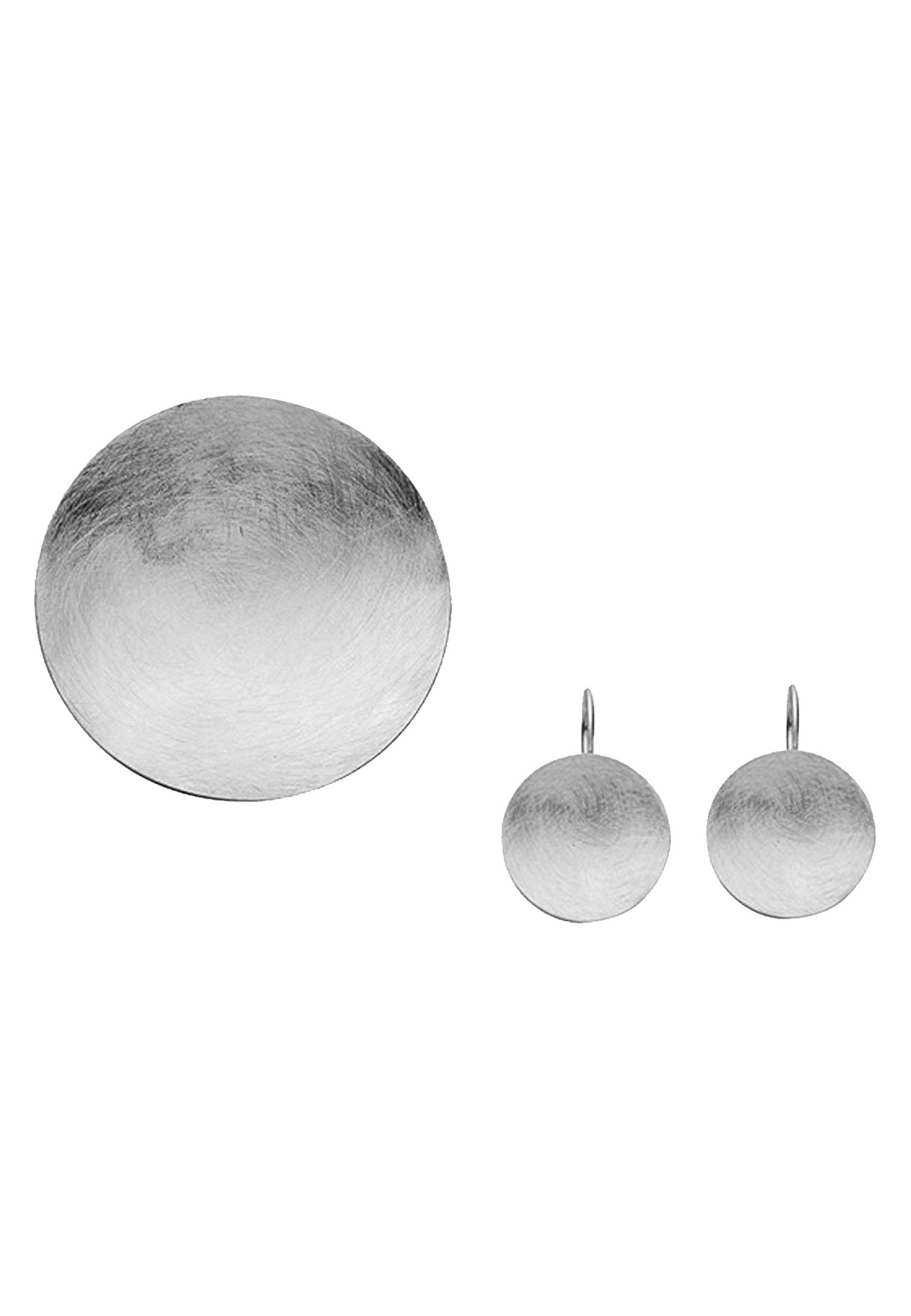 Nenalina Ohrring und Ketten Set »Schmuckset Rund Kreis Gebürstet Trendig Ohrhänger 925 Silber« ()