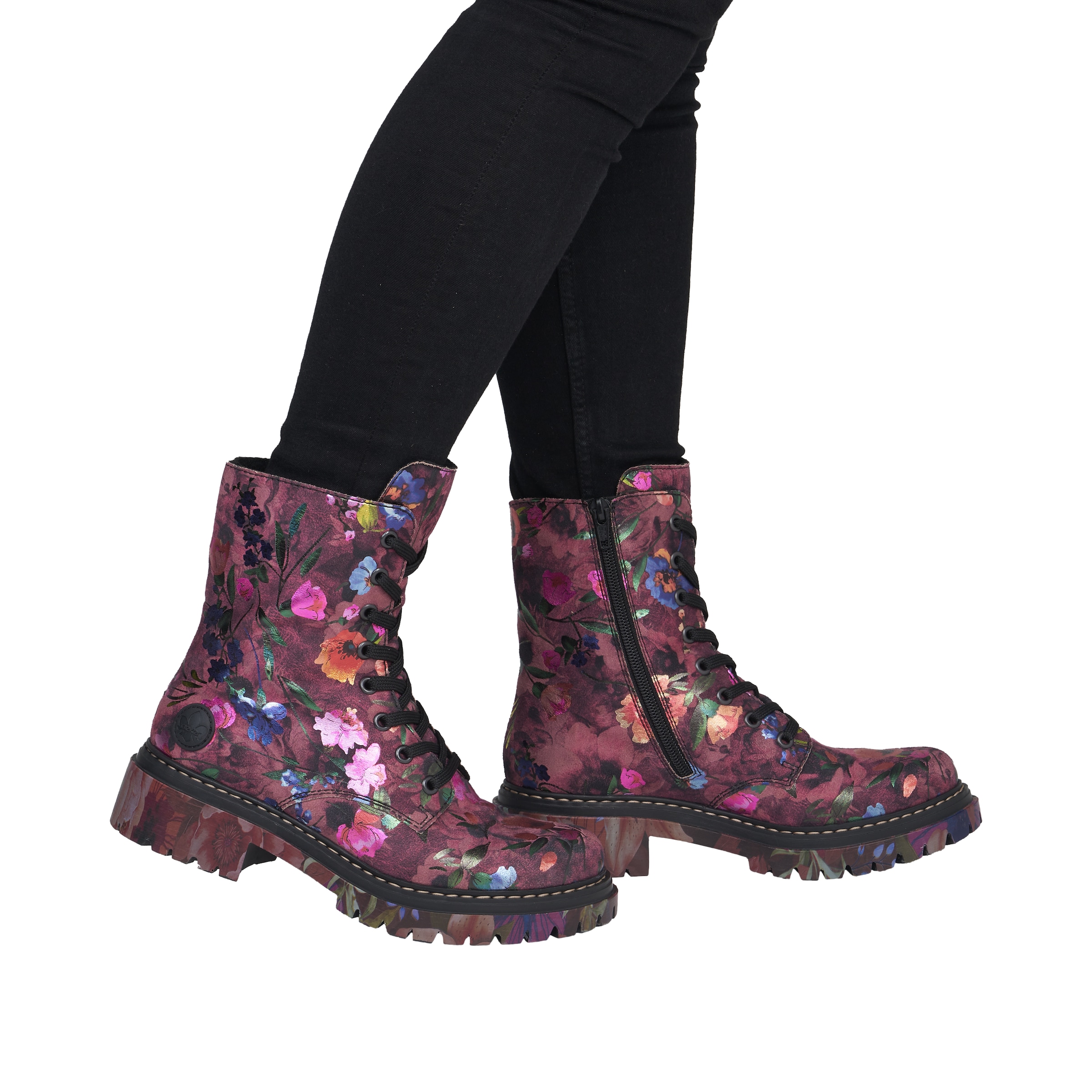 Rieker Schnürboots  Schnürstiefelette, Profilsohle, in veganer Verarbeitung