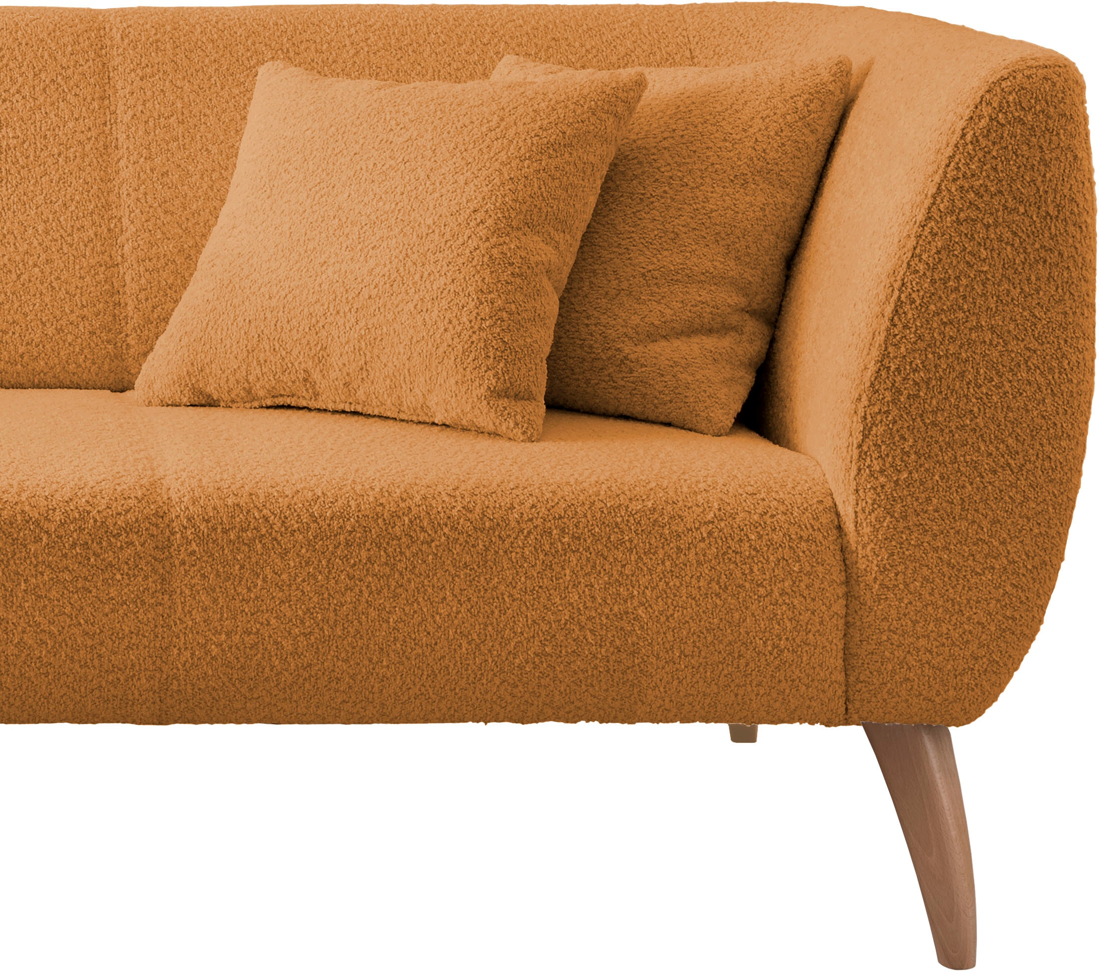 INOSIGN Ecksofa »Colori Polstermöbel mit zeitlos eleganter Rückenführung. L-Form«, Holzfußfarbe wählbar, inkl. 4x Zierkissen
