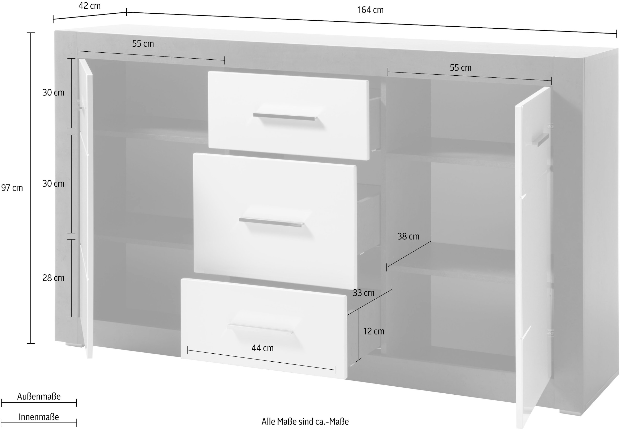 INOSIGN Sideboard »Etero«, Breite 164 cm