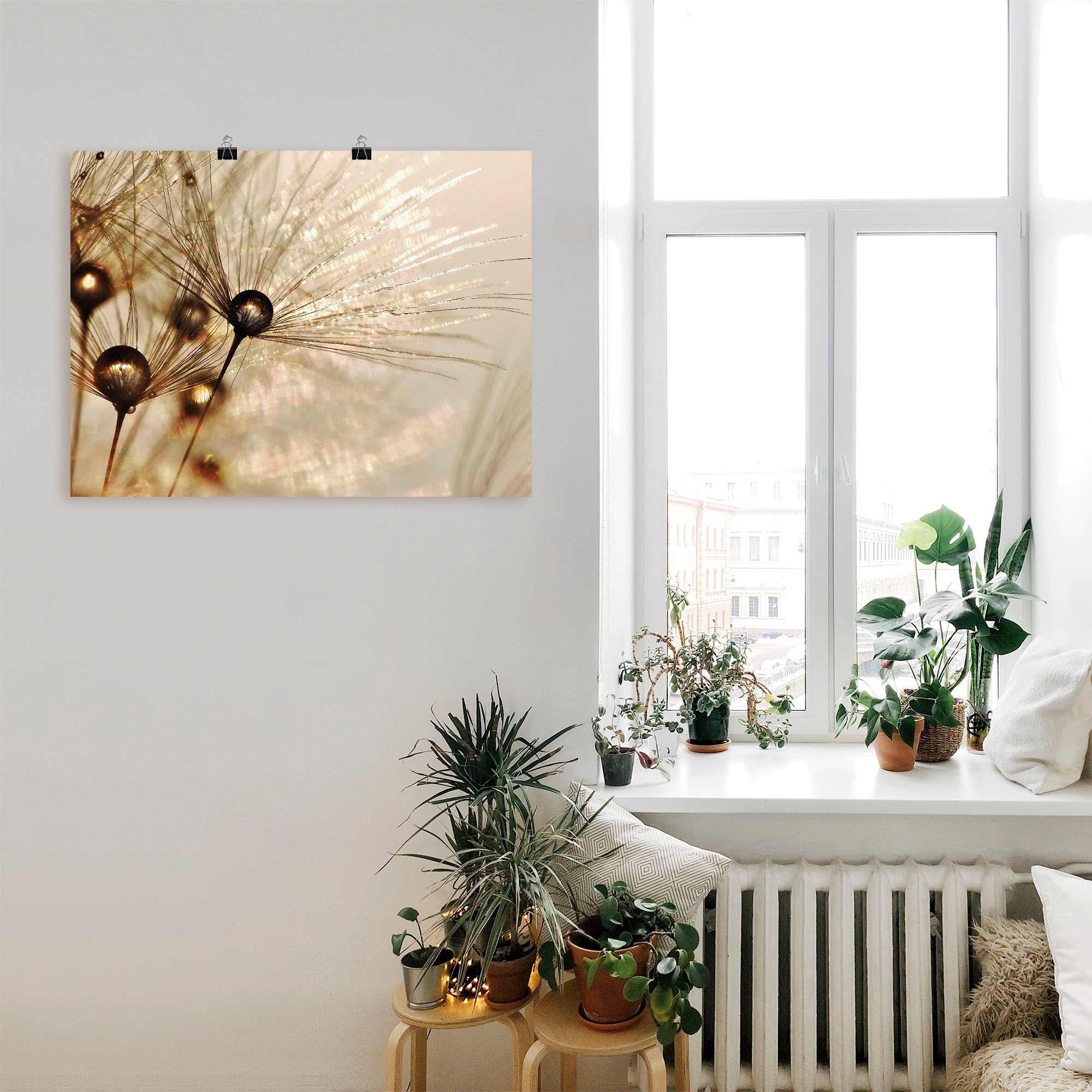 Artland Wandbild »Pusteblume Goldener Tropfen« Blumen 1 Stk. tlg. als Alubild, Outdoorbild, Leinwandbild, Poster, Wandaufkleber