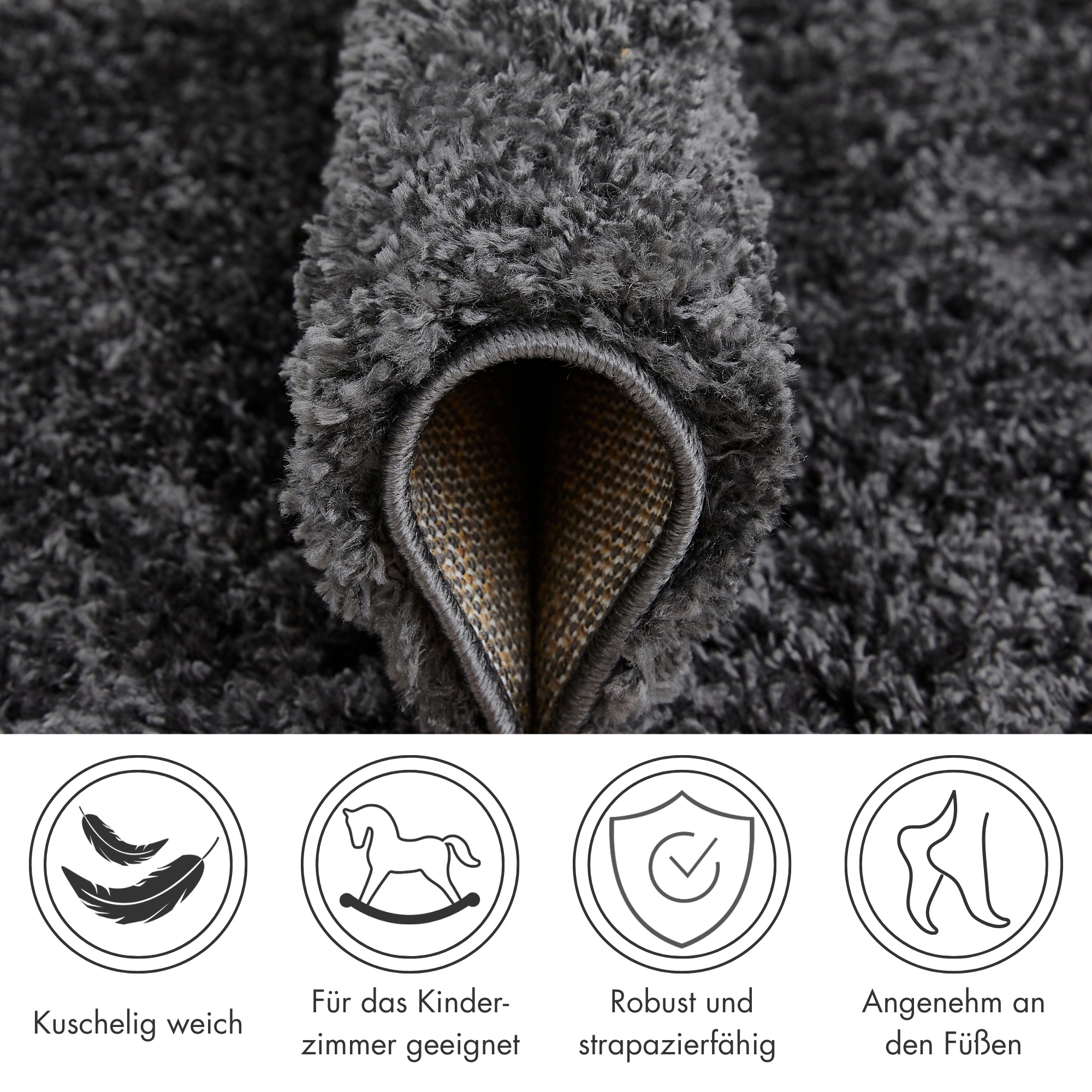 Andiamo Hochflor-Teppich »Chicago«, rechteckig, 40 mm Höhe, Uni Farben, weich & kuschelig, ideal im Wohnzimmer & Schlafzimmer