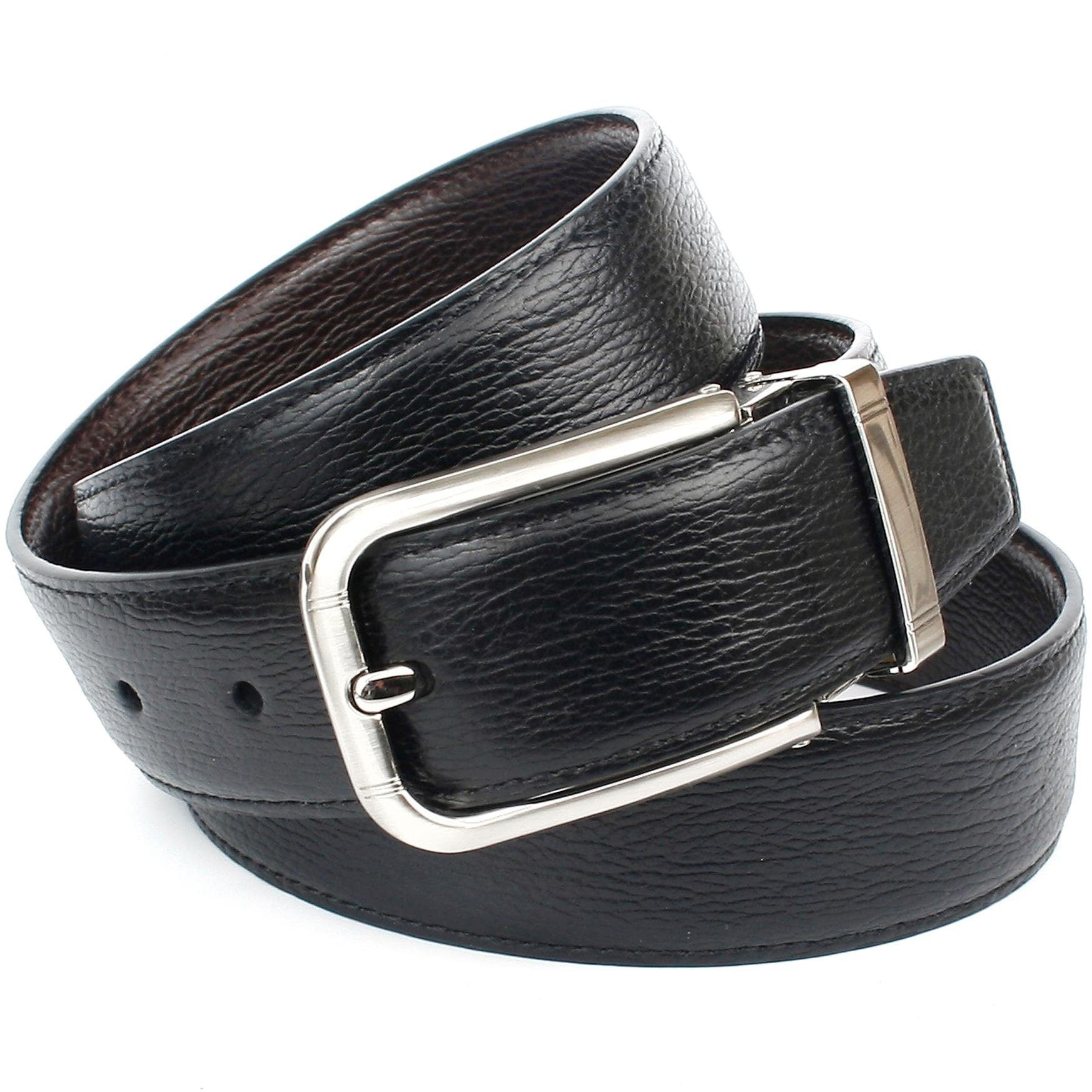 Anthoni Crown Ledergürtel Wendegürtel in dunkelbraun/ schwarz