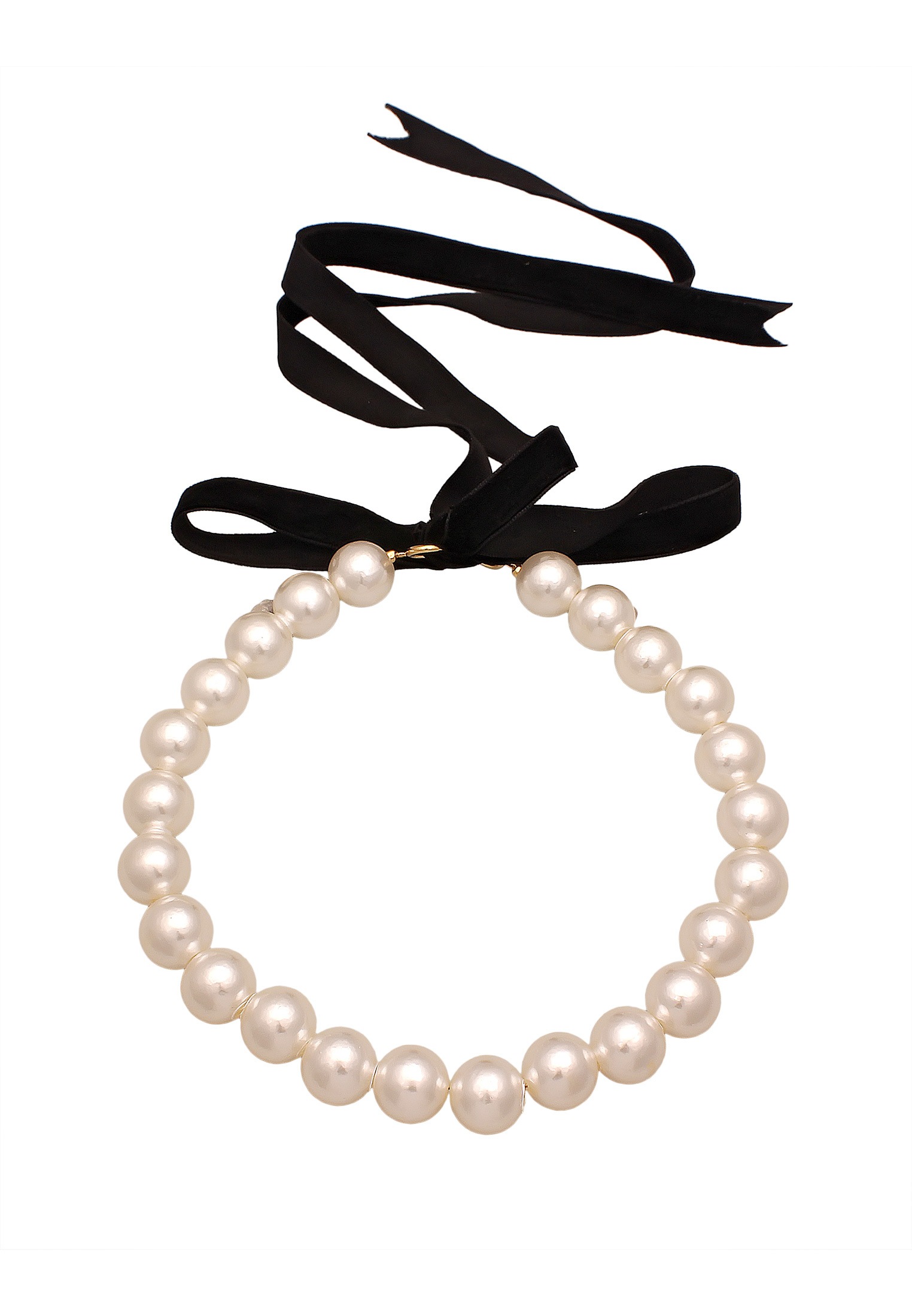Elli Choker »Halskette Choker Schleife Samt Perlen Weiß 925 Sterling Silber vergoldet«