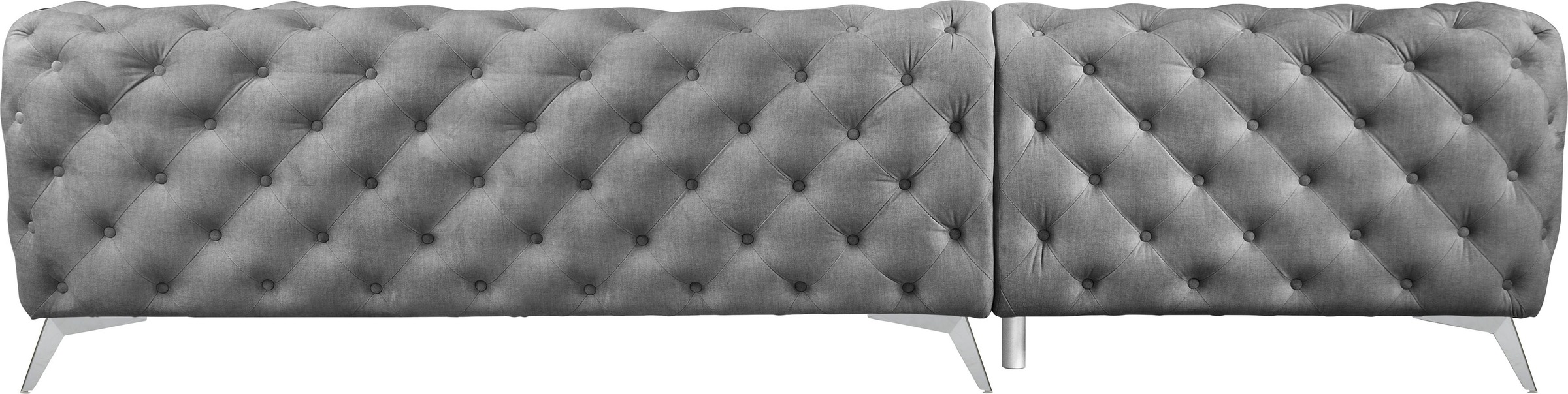 Leonique Chesterfield-Sofa »Ecksofa GLYNIS L-Form mit Wellenunterfederung, Maße B/T/H 323/264/75cm«, aufwändige Knopfheftung, moderne Chesterfield Optik, Fußfarbe wählbar