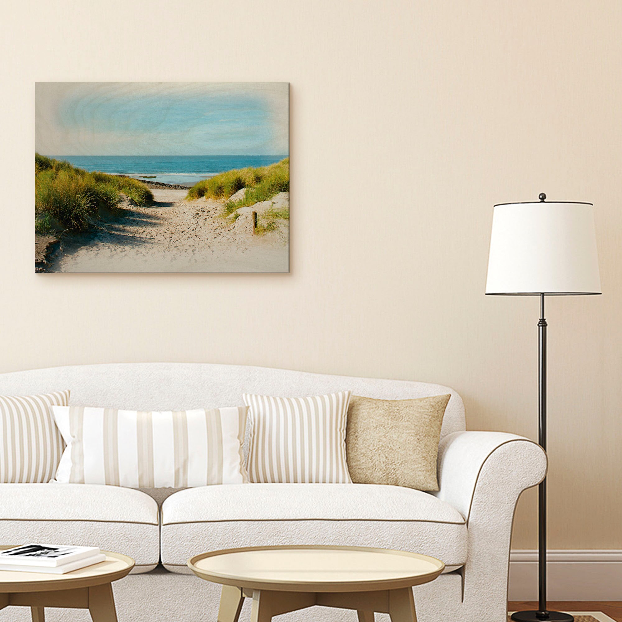 Artland Holzbild »Strand mit Sanddünen und Weg zur See«, (1 St.)