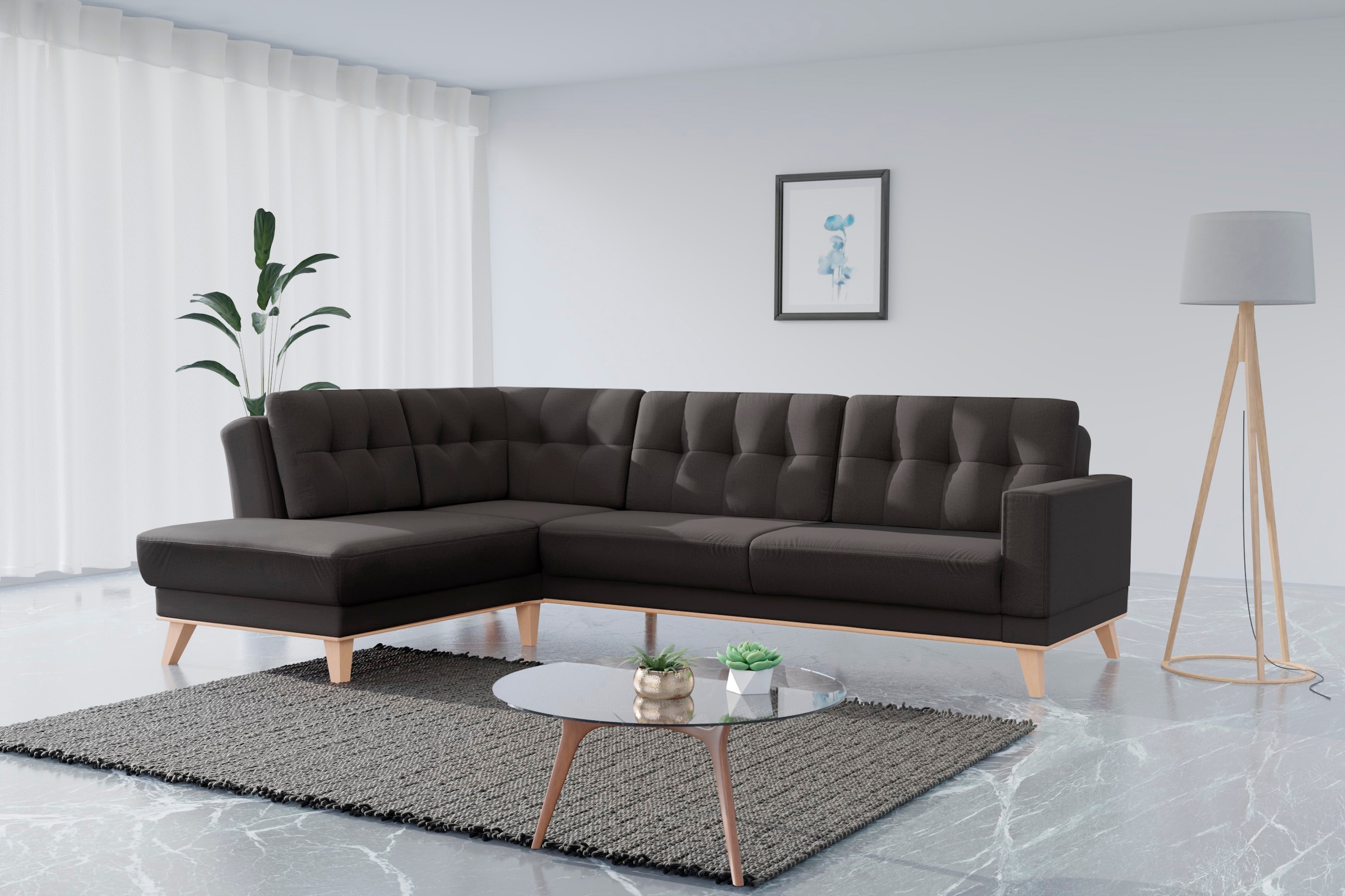 sit&more Ecksofa »Lavida L-Form« wahlweise mit Kippfunktion und Bettkasten