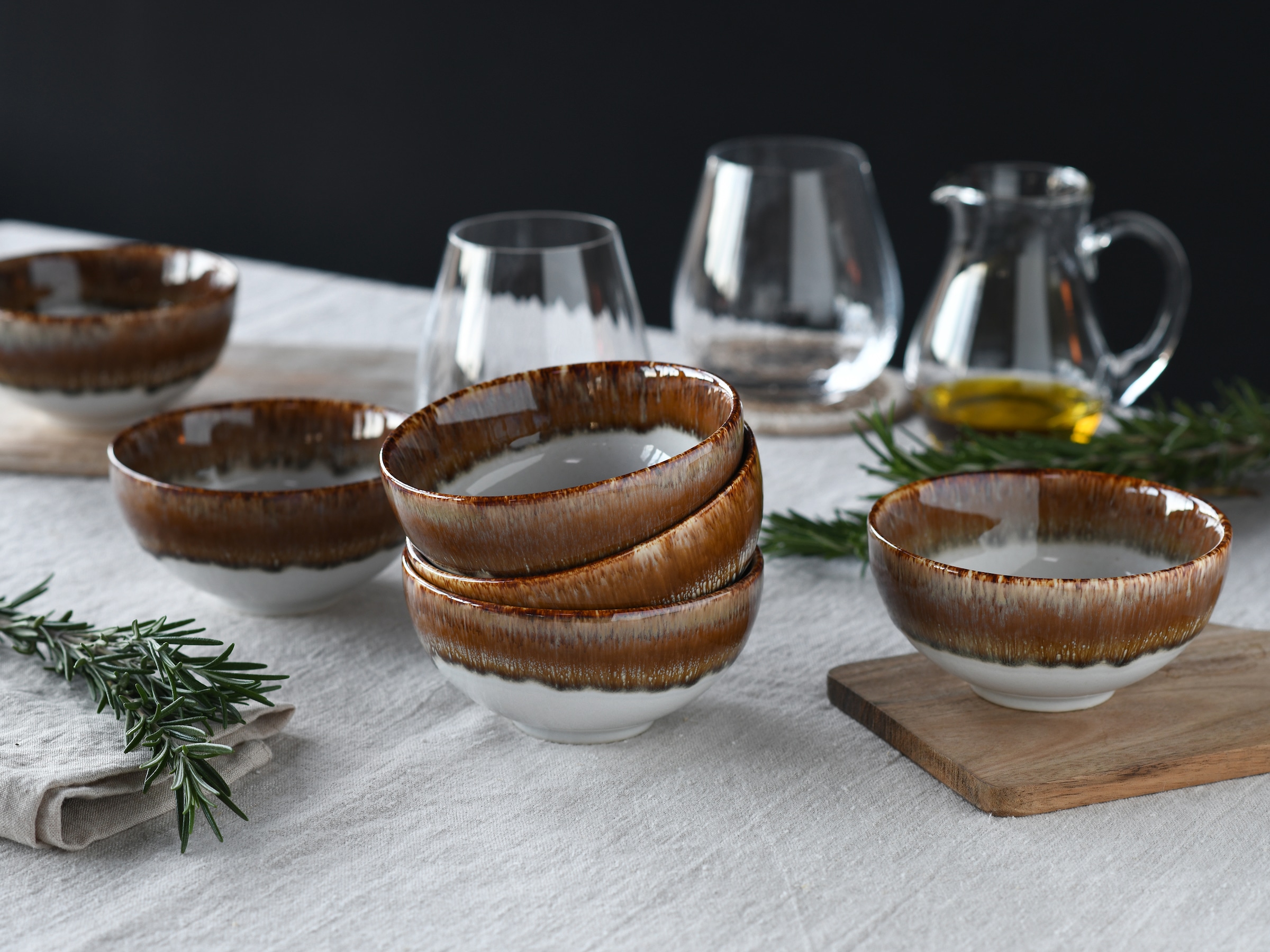 CreaTable Dipschale »Cascade, Schale 6-tlg« 6 Stk. aus Steinzeug Rekativglasur, Healthy Food