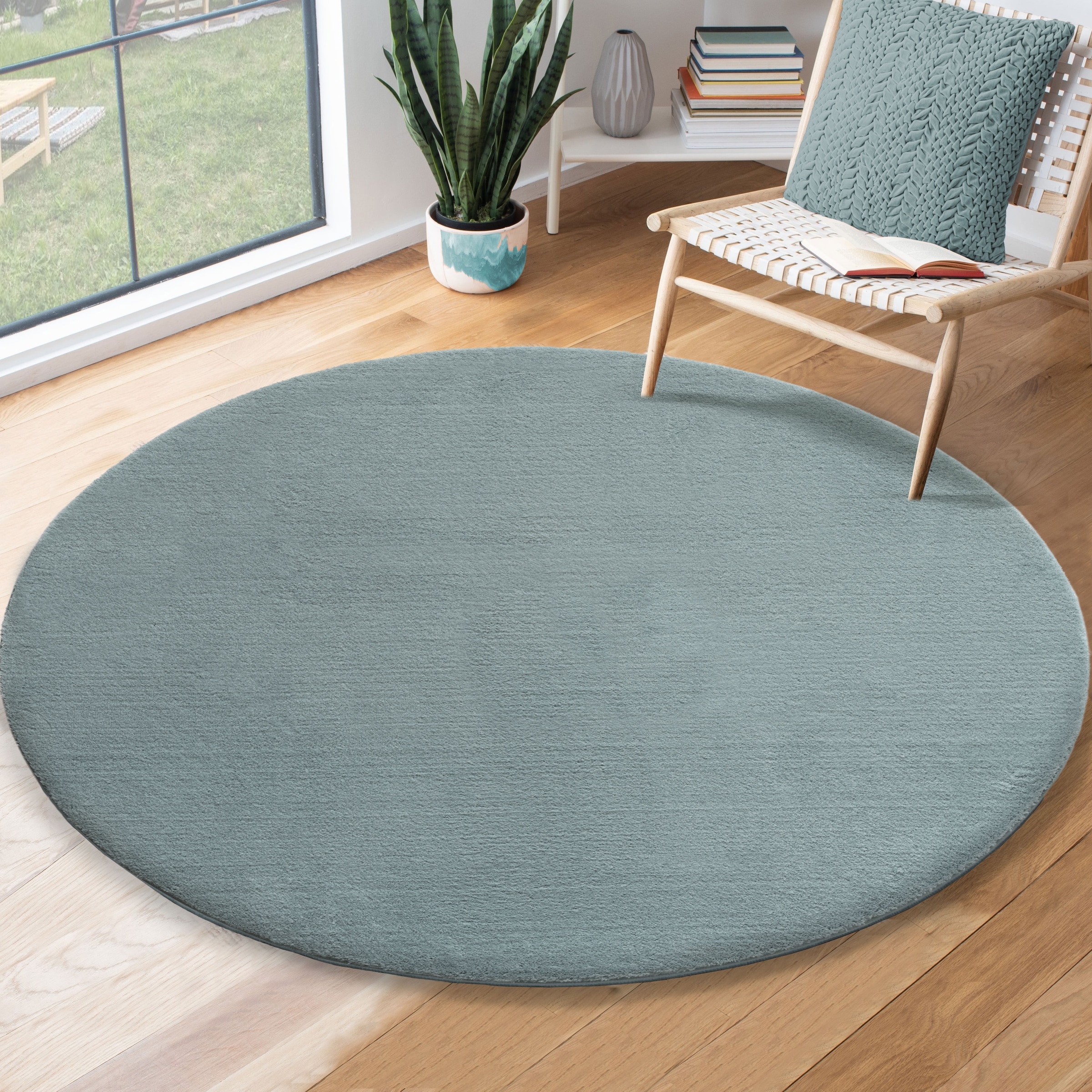 Teppich »Relax round«, rund, 16 mm Höhe, waschbarer Wohnzimmer Teppich modern rutschfest