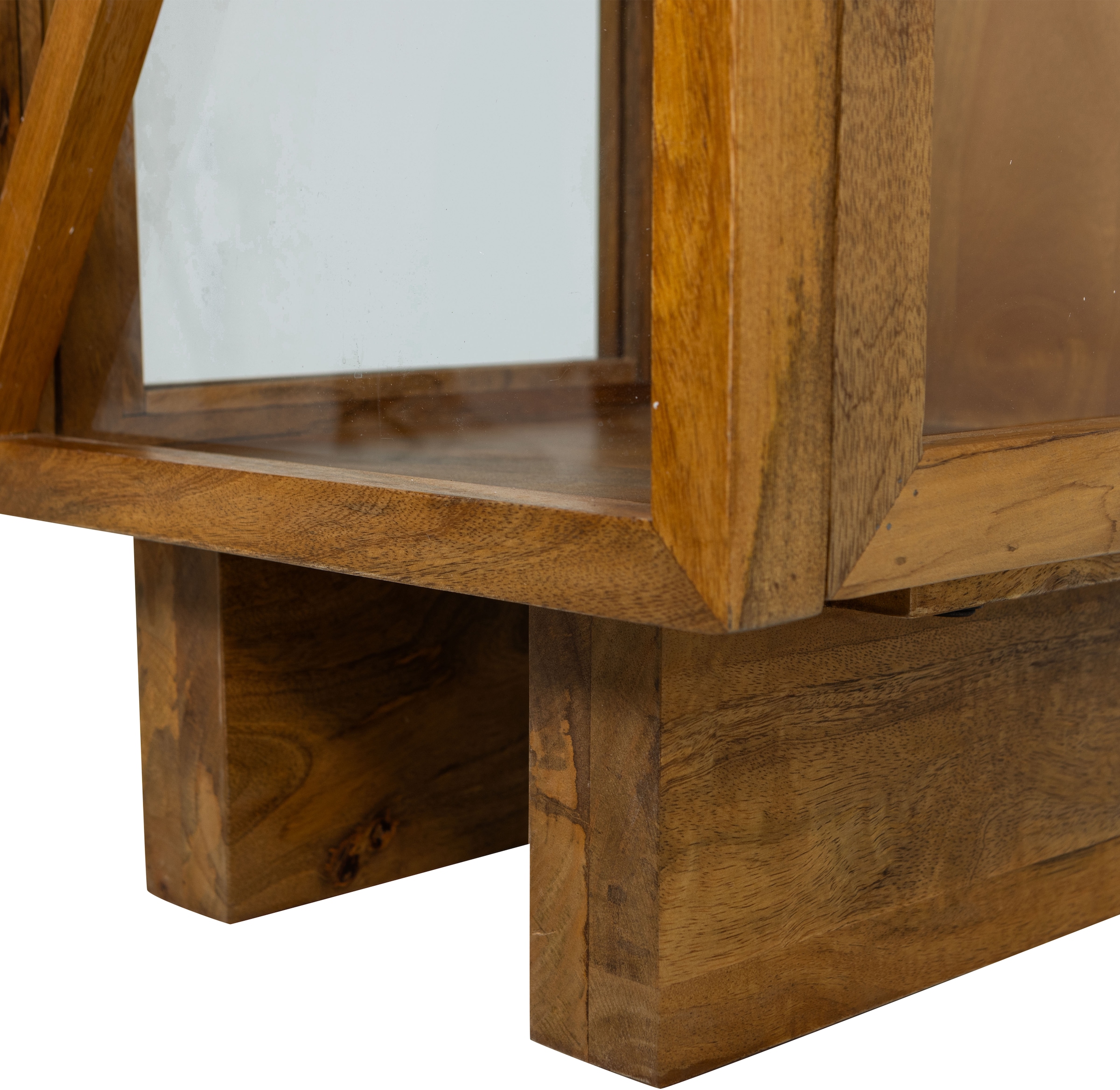 WOOOD Vitrine »Kella Mangoholz mit Glastüren und Glaseinlegeböden 40 x 39 x 137 cm« Tragkraft 5–7 kg pro Glasboden, Wandbefestigung empfohlen