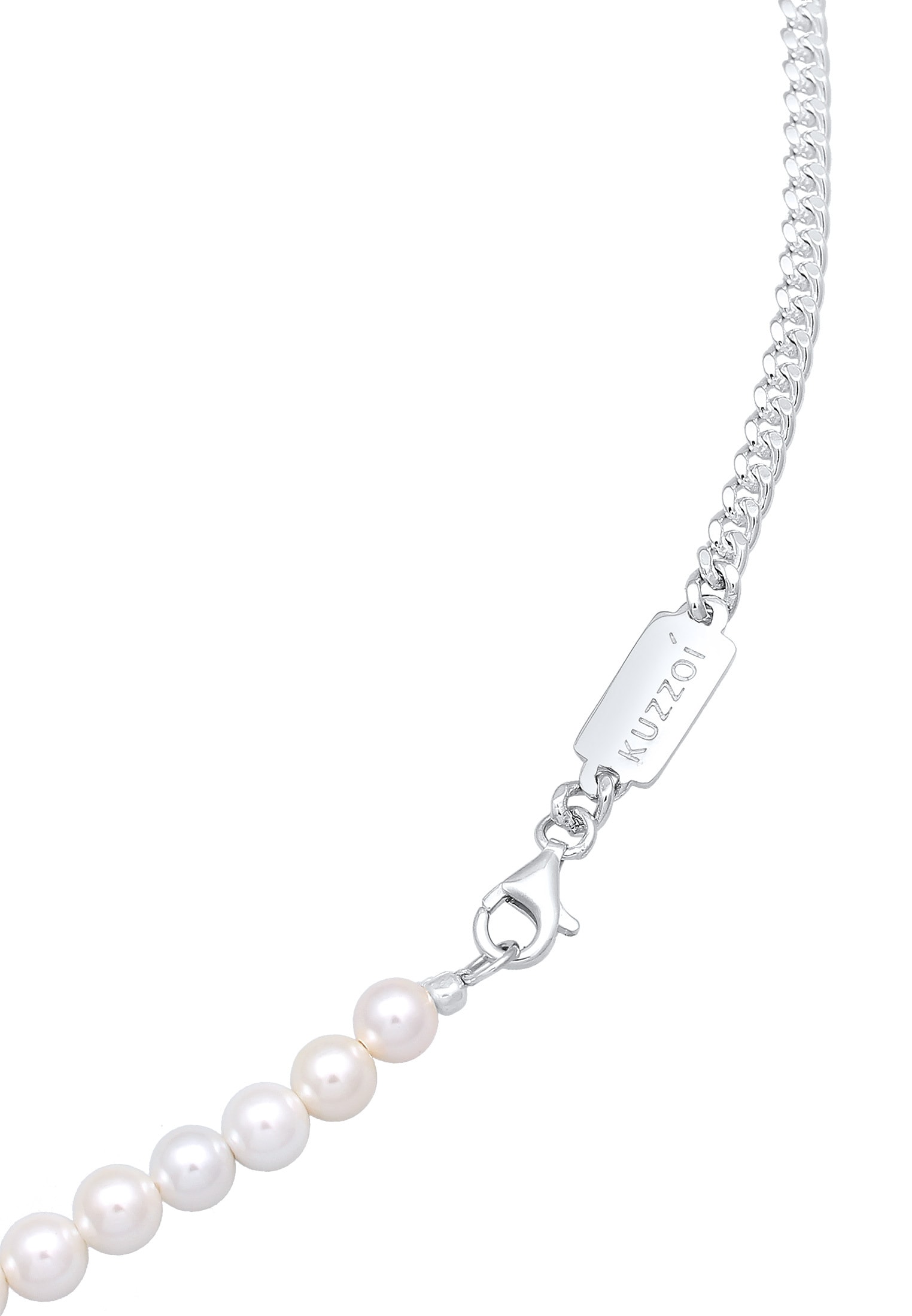 Kuzzoi Silberkette »Halskette Basic Männer Panzerkette Massiv Perlen 925 Silber«