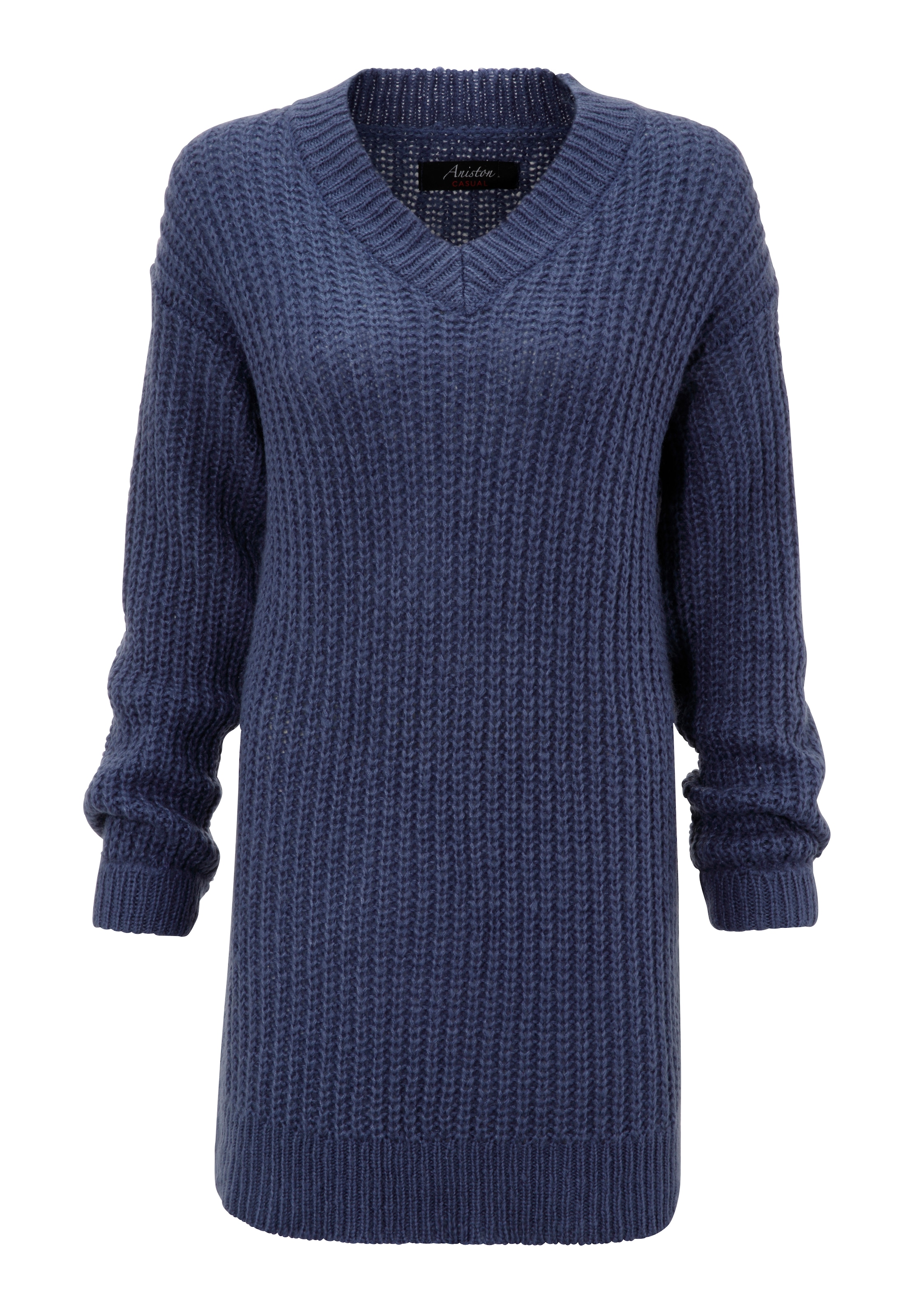 Aniston CASUAL Longpullover, mit fixierten Umschlag an den langen Ärmeln