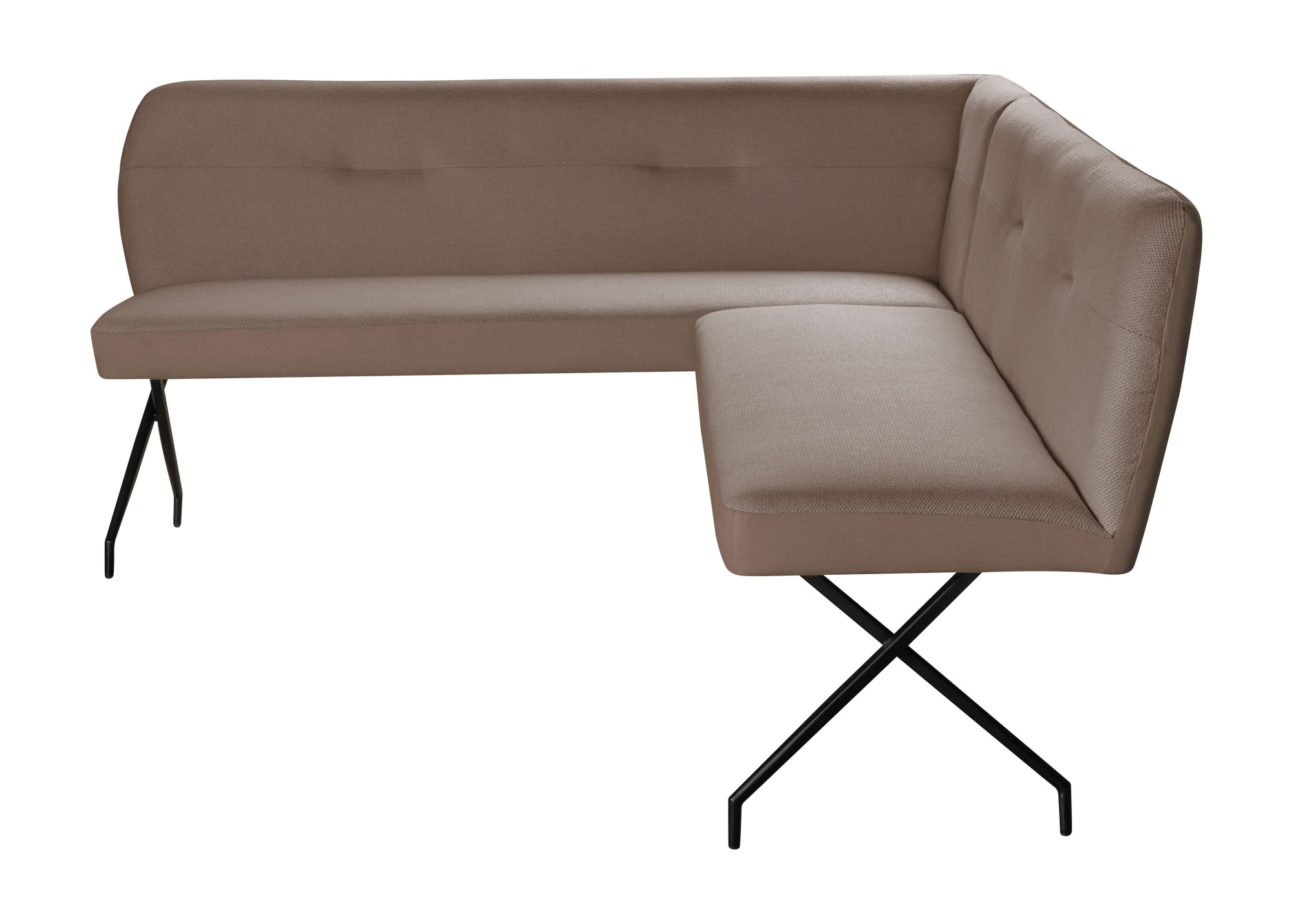 OTTO home Eckbank »Bruna Esszimmerbank, Bank, Küchenbank, Polsterbank« Mattschwarzes Metallgestell, 2-Stoff-Design, Wellenfederung im Sitz
