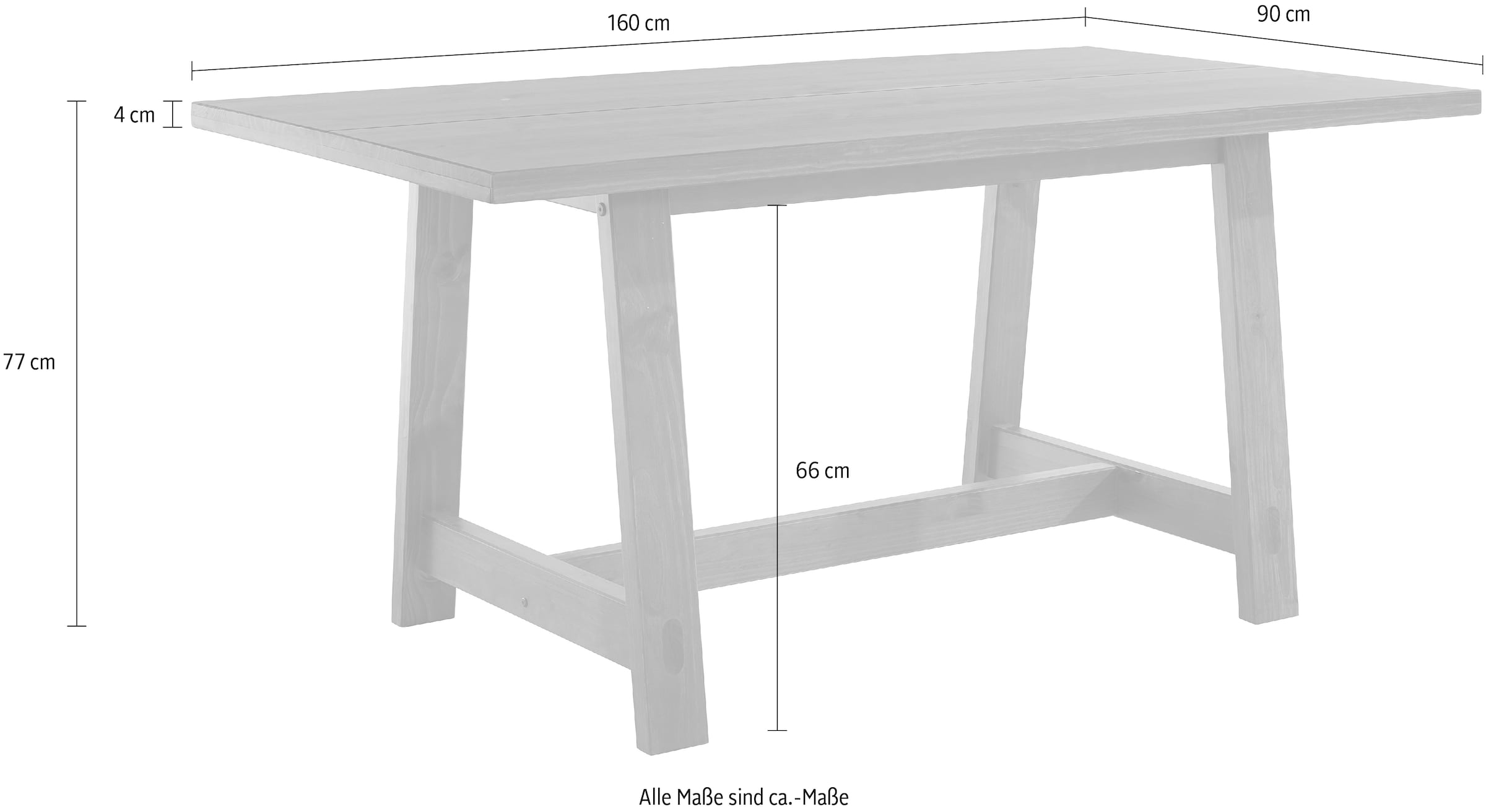 Timbers Esstisch »Gainesville«, Tischplatte und Gestell aus Kiefer, versch. Farbvarianten, Höhe 77 cm