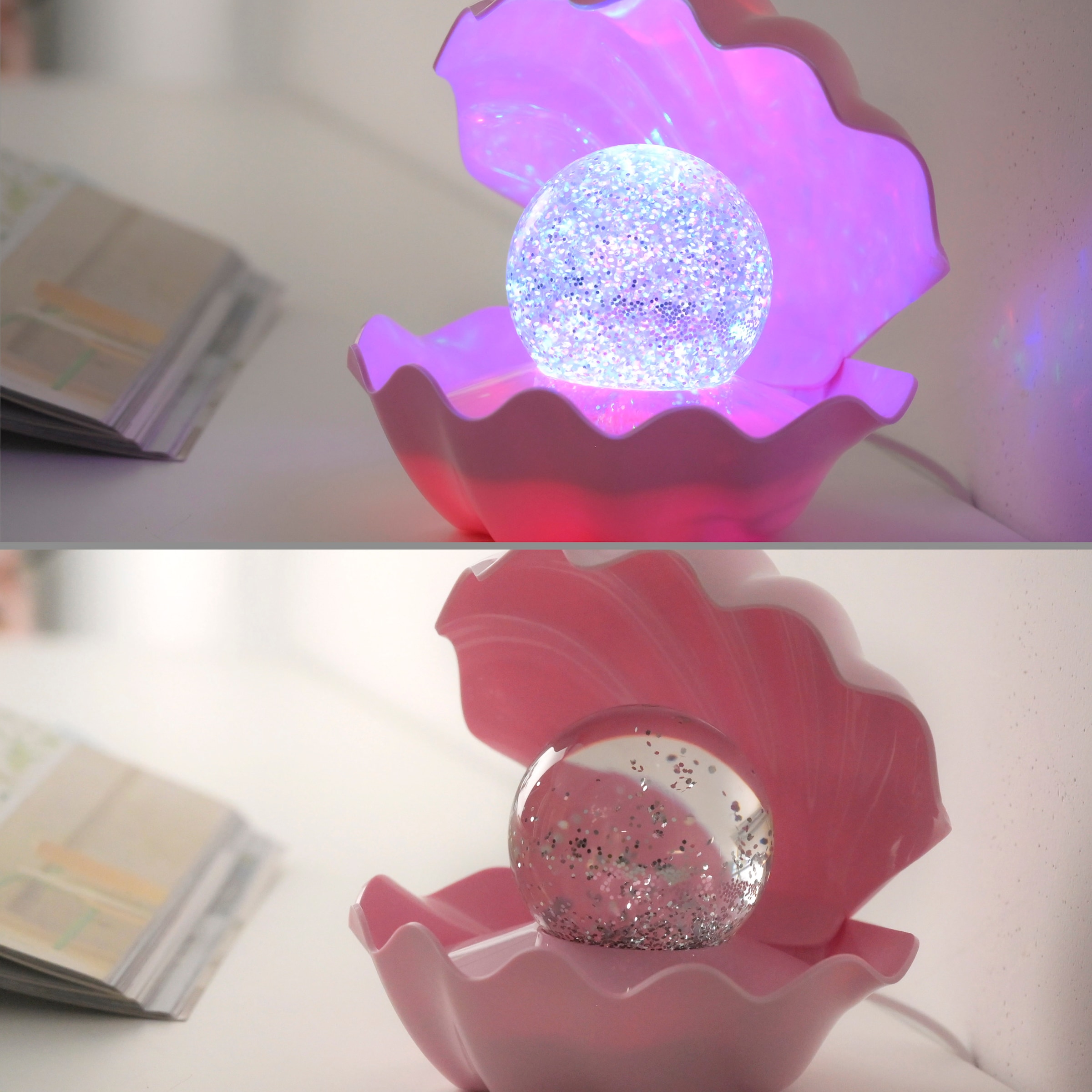 JUST LIGHT LED Tischleuchte »ARIELLE« LED-Board 1 Stk. Farbwechsler Glaskugel mit wunderschönem Glitzereffekt