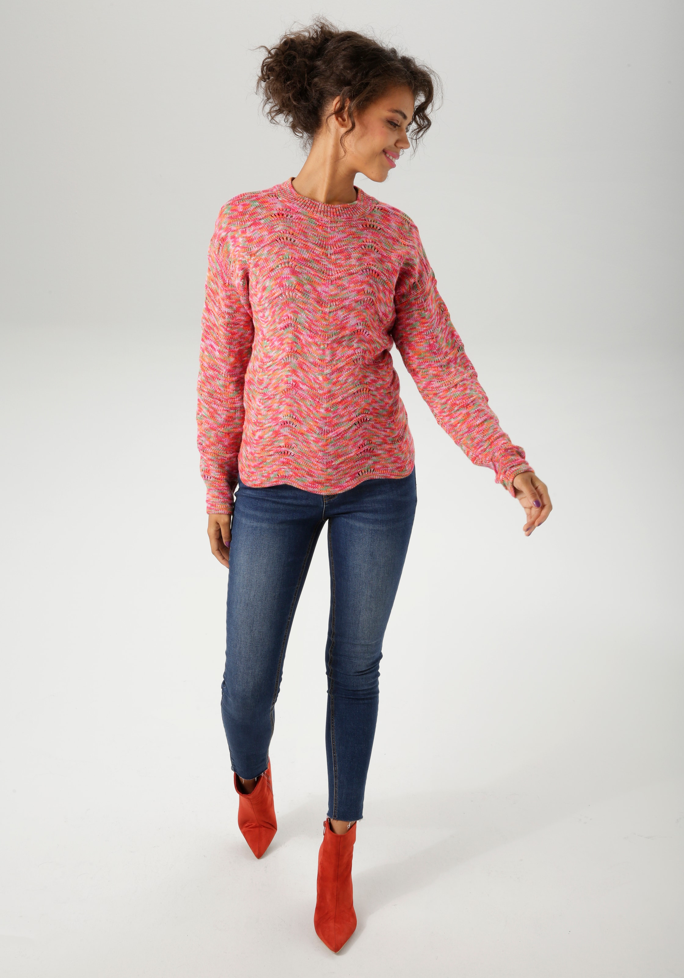 Aniston CASUAL Strickpullover aus buntem Space-Garn - jedes Teil ein Unikat