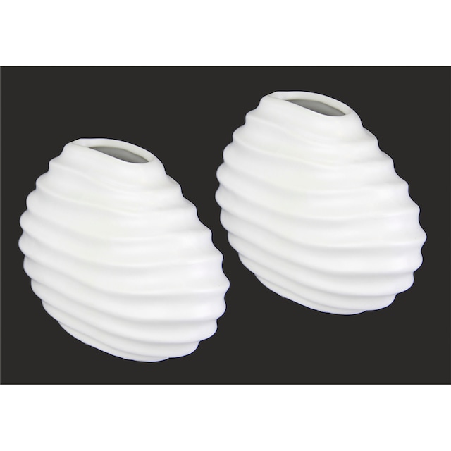 I.GE.A. Dekovase »Keramik-Vase«, 2er Set Kleine Vase Weiß Modern Keramik  Tisch Küche Büro Pampasgras bequem bestellen