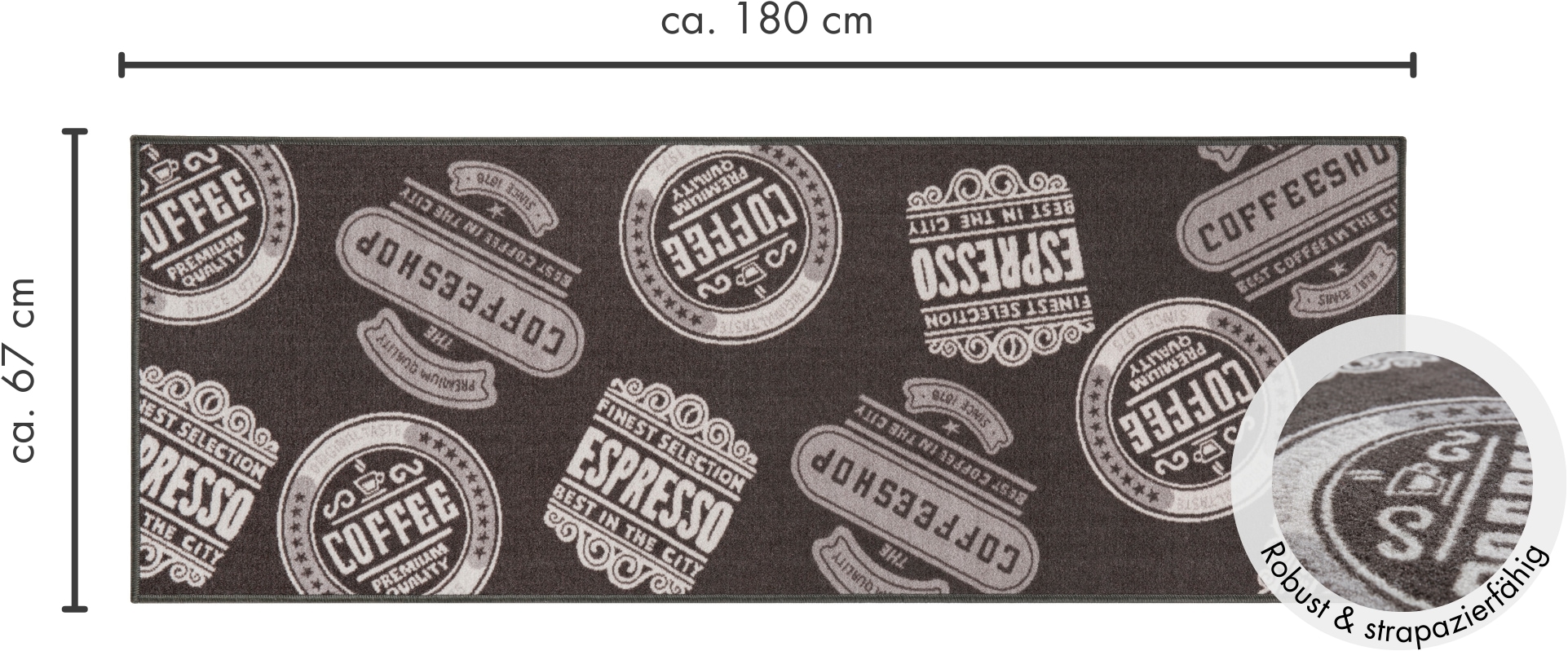 Andiamo Küchenläufer »Coffeeshop«, rechteckig, 5 mm Höhe, mit Schriftzug, Küche