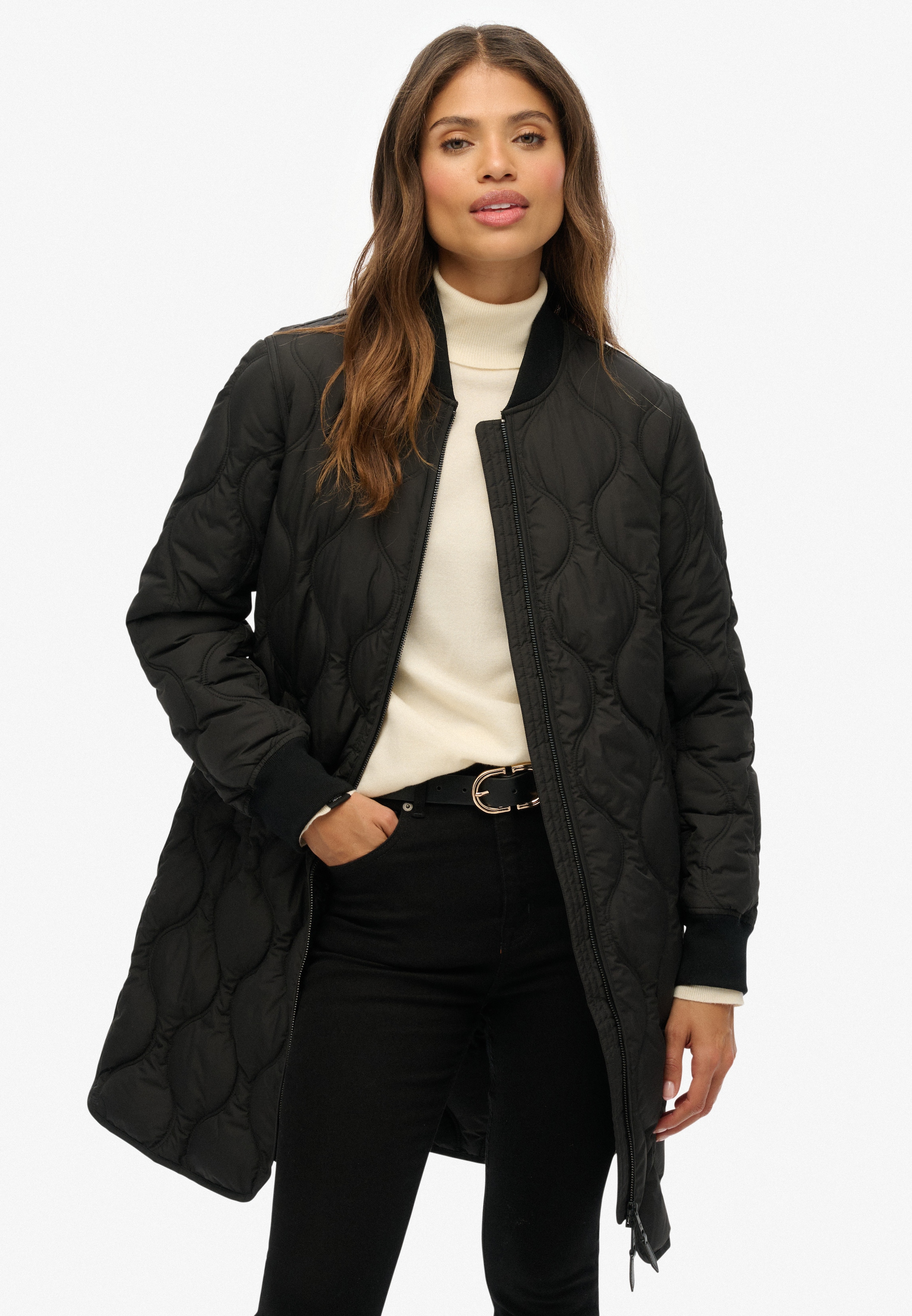 Superdry Steppjacke »LONG QUILTED LINER JACKET«, ohne Kapuze