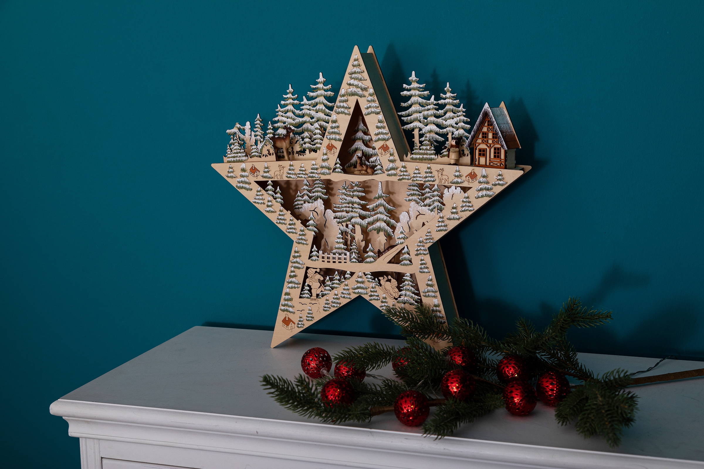 Holz, | Stern cm, Garantie XXL mit online Weihnachtsdeko kaufen LED-Beleuchtung, Möbel Myflair Jahren 42 mit Höhe LED ca. 3 & aus Dekoobjekt, Accessoires