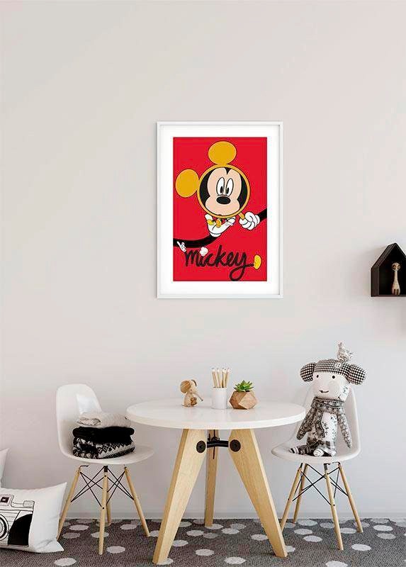 »Mickey Komar Disney, Wohnzimmer Glass«, Poster online Kinderzimmer, | XXL Mouse Magnifying kaufen Garantie 3 Schlafzimmer, mit Jahren