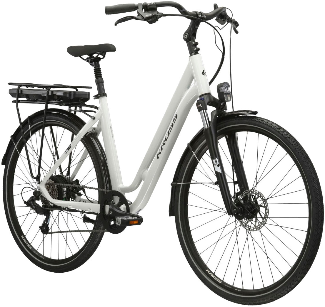 Kross E-Bike »E-Citybike Sentio Hybrid 1.0 28 Zoll weiß«, 8 Gang, microSHIFT, M26S, Heckmotor 250 W, Pedelec, Elektrofahrrad für Damen und Herren