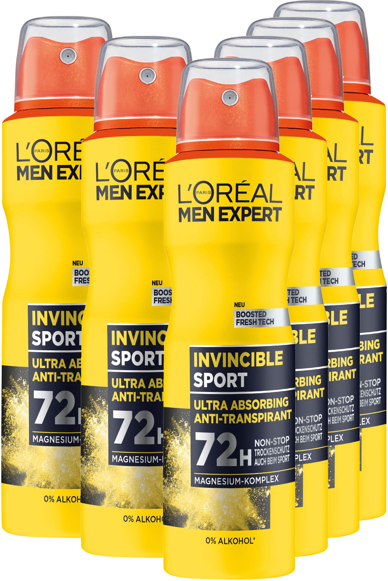 L'ORÉAL PARIS MEN EXPERT Deo-Spray »Deo Spray Invincible Sport«, (Packung, 6 tlg.)