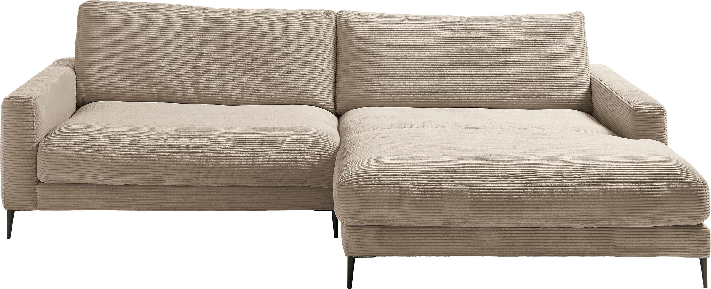 INOSIGN Ecksofa »Downtown, B/T/H: 272/190/84 cm L-Form«, weicher Sitzkomfort auch in Cord und Bouclé, incl. Zierkissen