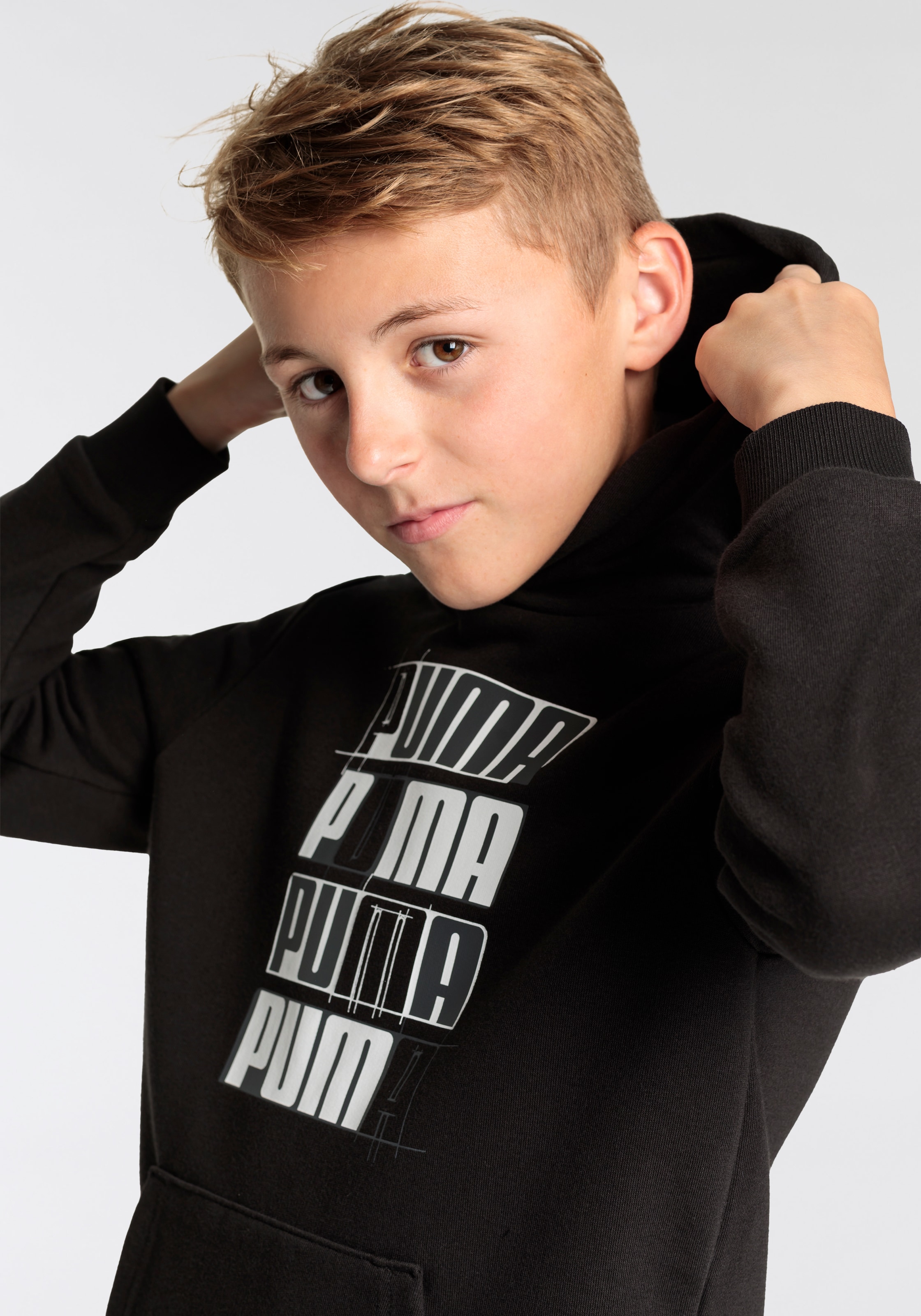 PUMA Kapuzensweatshirt »ESS+ LOGO LAB HOODIE TR B«, mit Kängurutasche, aus Baumwollmischung, Regular Fit
