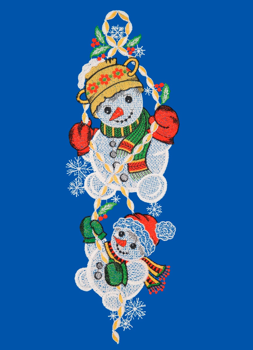 W. Reuter & Sohn - Plauener Spitze® Fensterbild »Schneemänner« Made in Germany