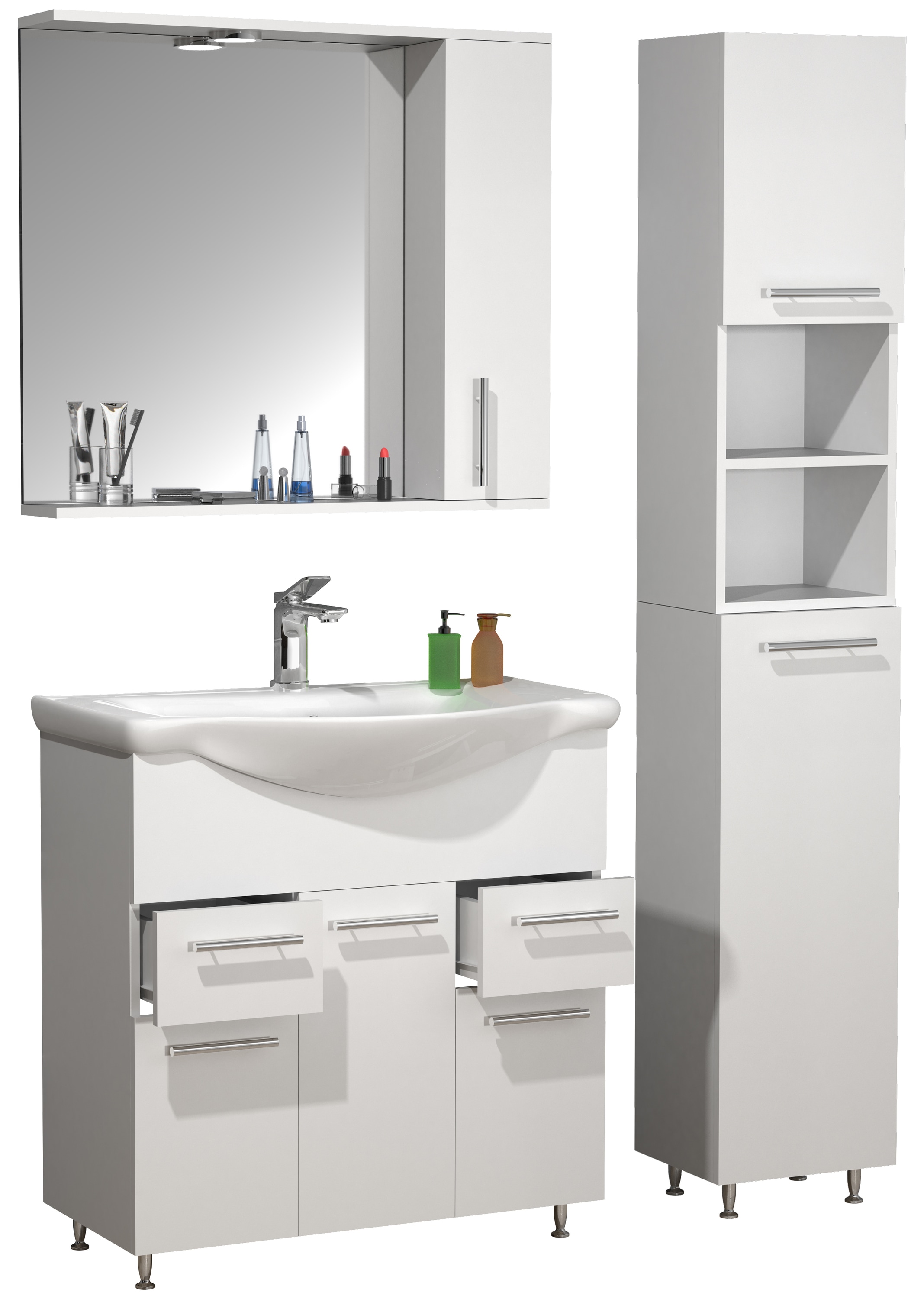 VCM Waschtisch "4-tlg. Waschplatz Waschtisch Schubladen Lisalo XL" 4 Stk. tlg.