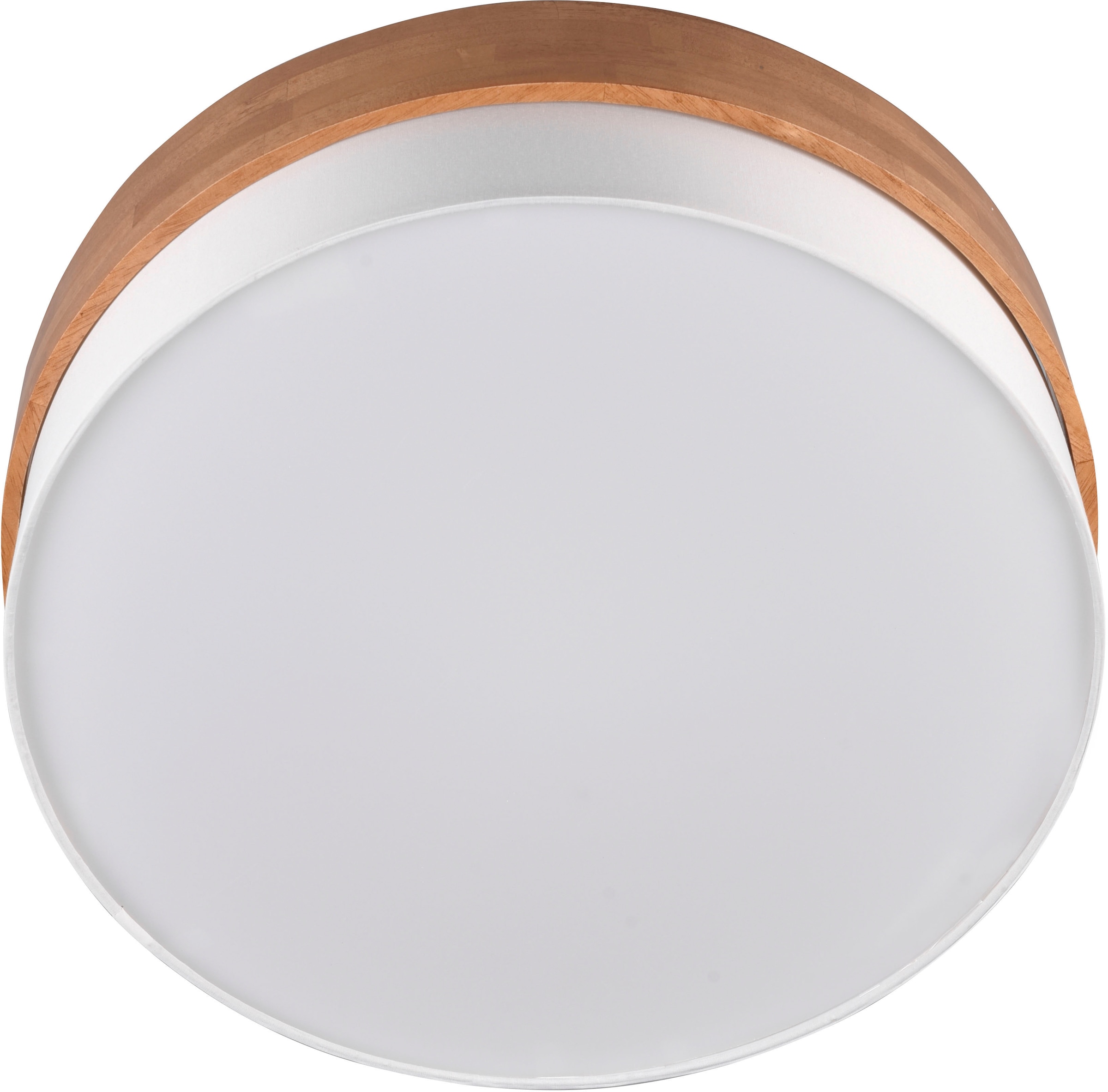 TRIO Leuchten Deckenleuchte »Seasons«, 3 flammig, Leuchtmittel E27 | ohne Leuchtmittel, Deckenlampe Holz mit Stoffschirm Ø50cm exkl 3xE27 max 40W