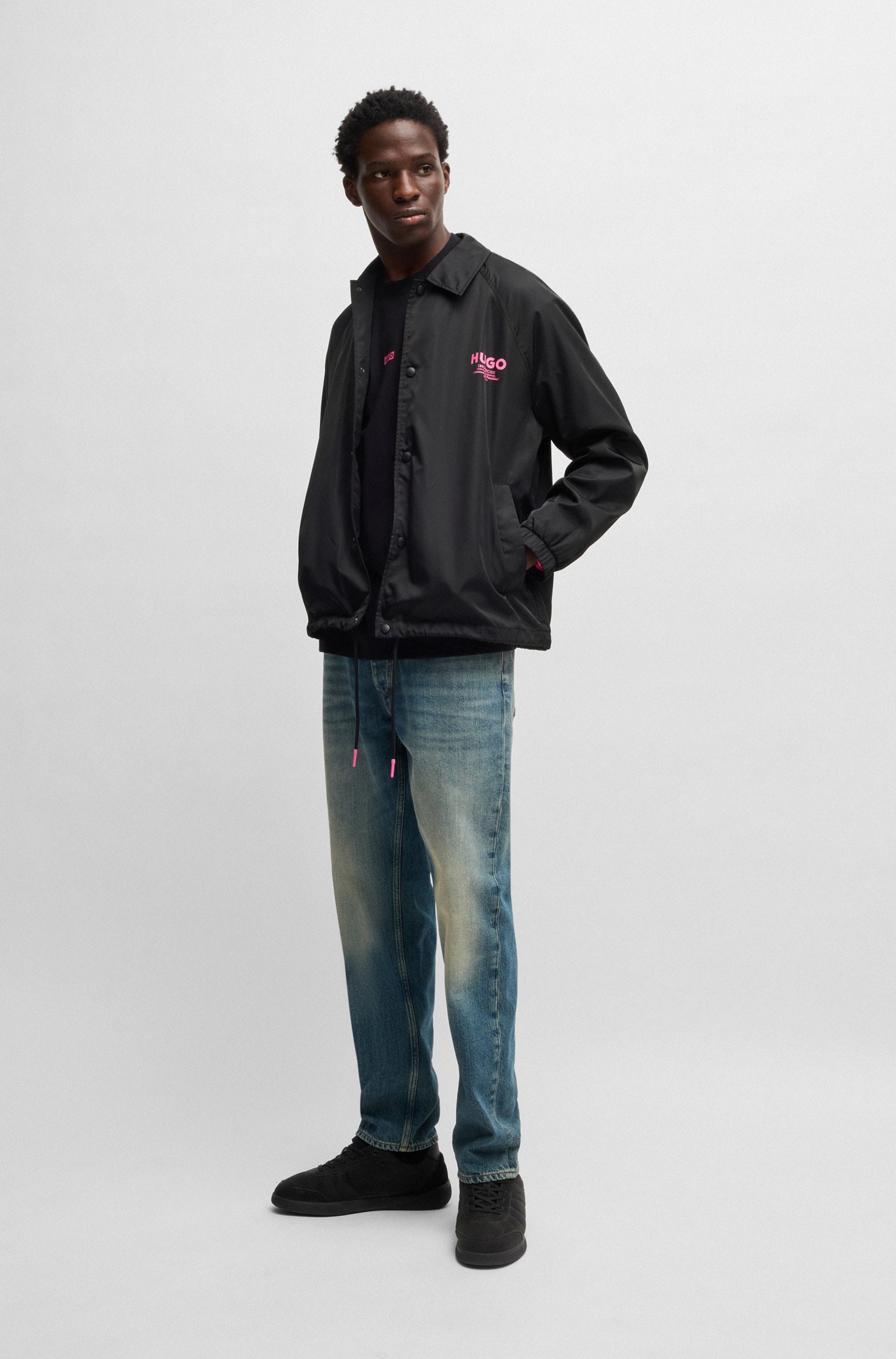 HUGO Blue Funktionsjacke »Biyo2521«, Overshirt mit kontrastfarbenen Druck