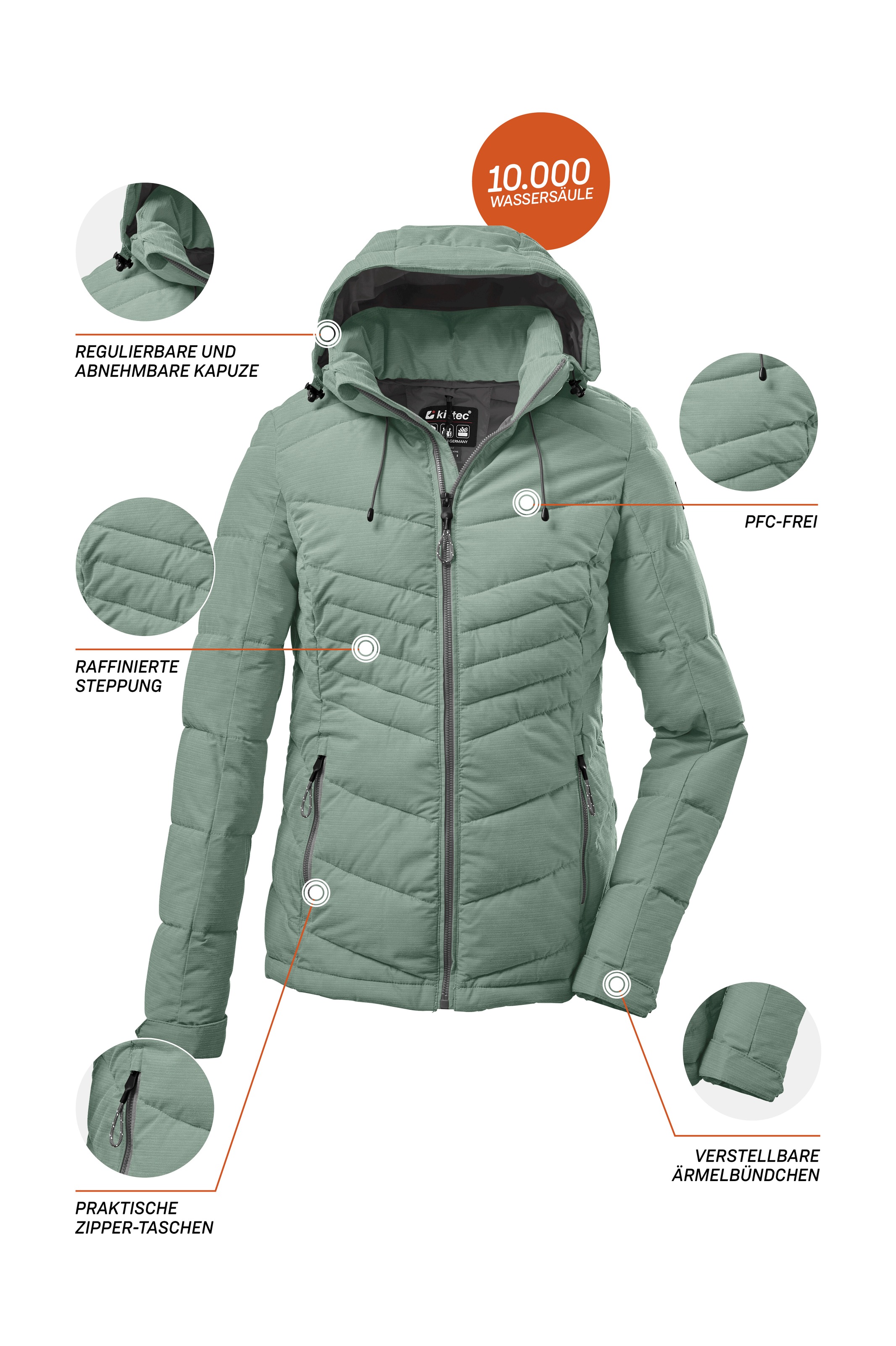 Killtec Steppjacke »KOW 149 WMN QLTD JCKT«, Wasser- und windabweisend, atmungsaktiv, abnehmbare Kapuze