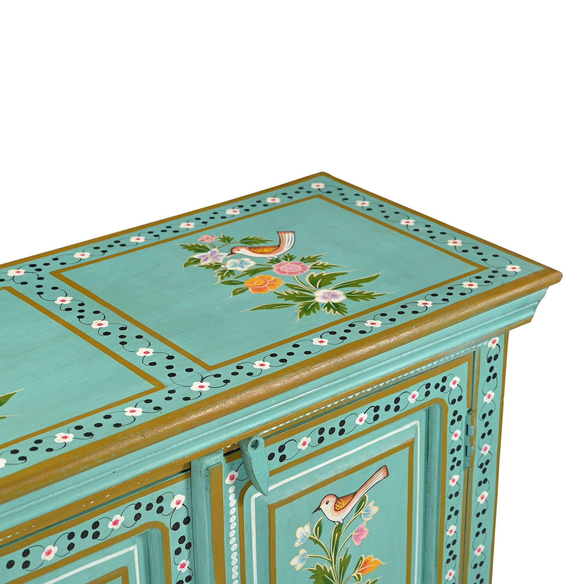 OTTO home Highboard »Prem« mit dekorativen Fräsungen, handbemalt, Unika-Möbel, Breite 87 cm