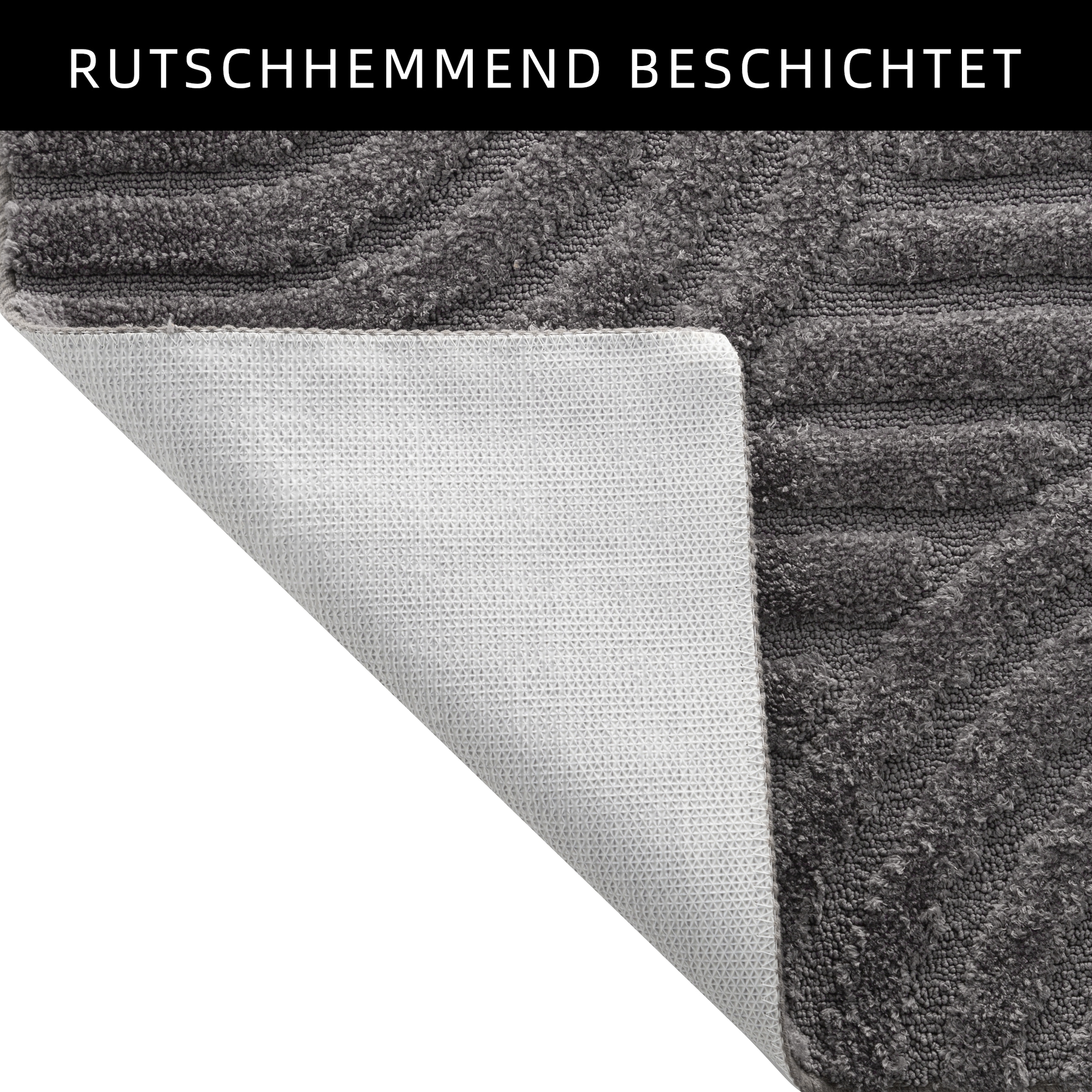 my home Badematte »Regona Scandi, Badvorleger, Badezimmer Teppich, Duschvorleger«, rutschhemmend beschichtet, strapazierfähig, Badteppich, Uni Farben, Hoch-Tief-Effekt, modernes Muster, Zen