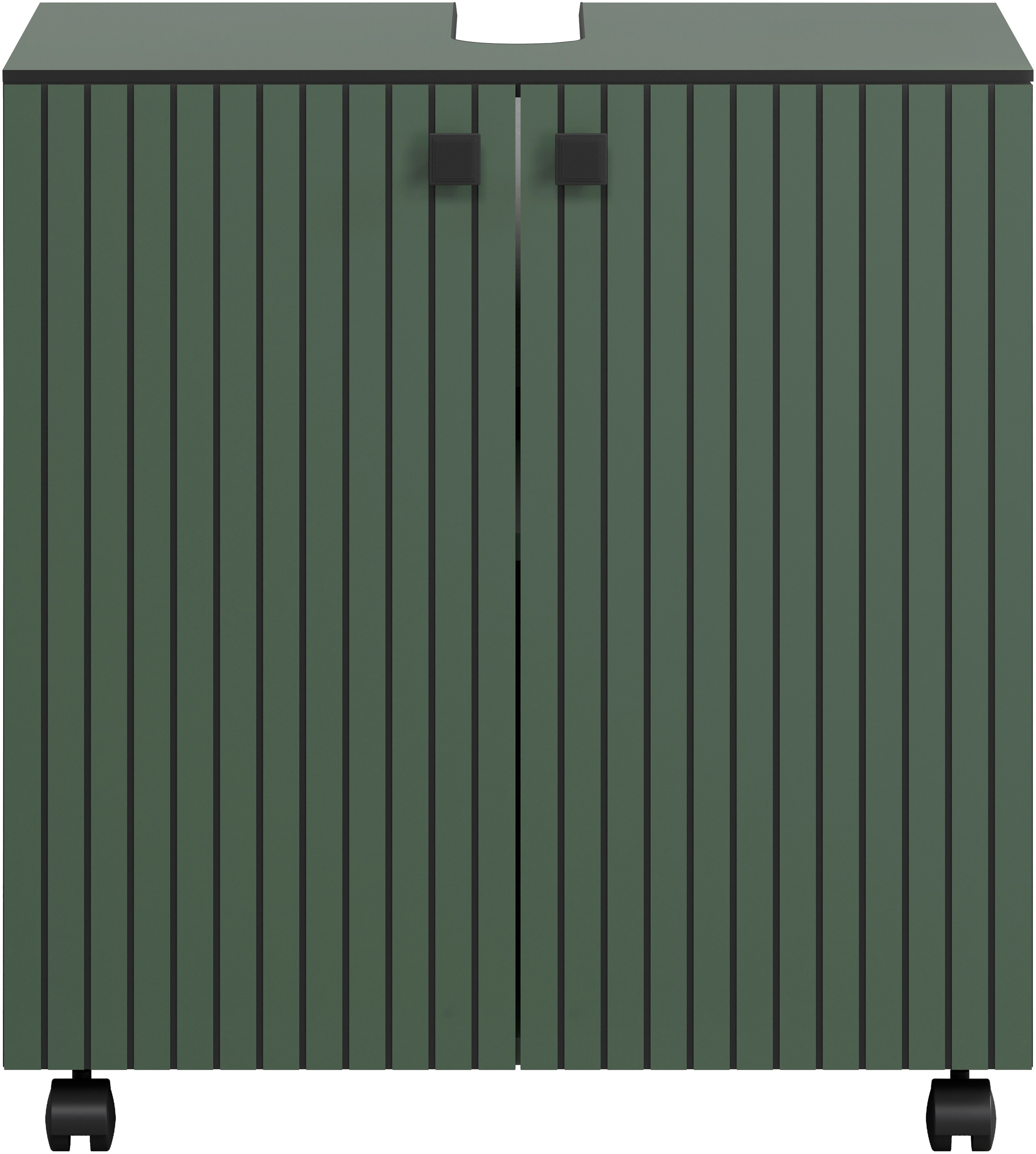 welltime Waschbeckenunterschrank »Amrum«, BxHxT 80 x 64 x 42cm Waschbeckenunterschrank Eiche Rillenoptik