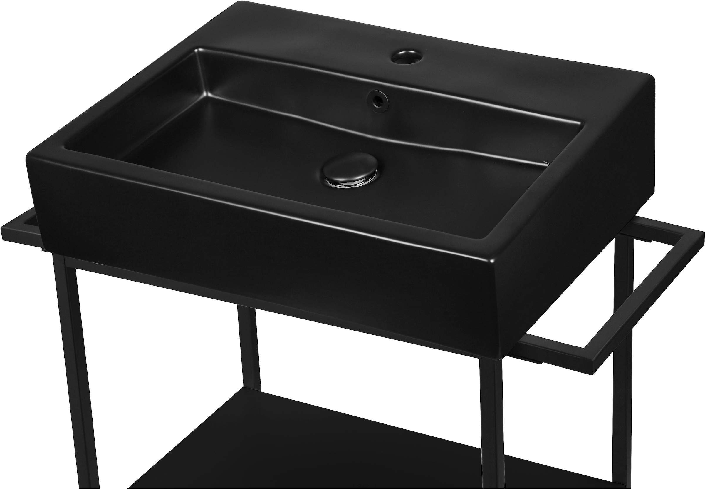 welltime Waschtisch »Stockholm«, Badmöbel Metalloptik inkl. Becken, Breite 60 cm Waschplatz