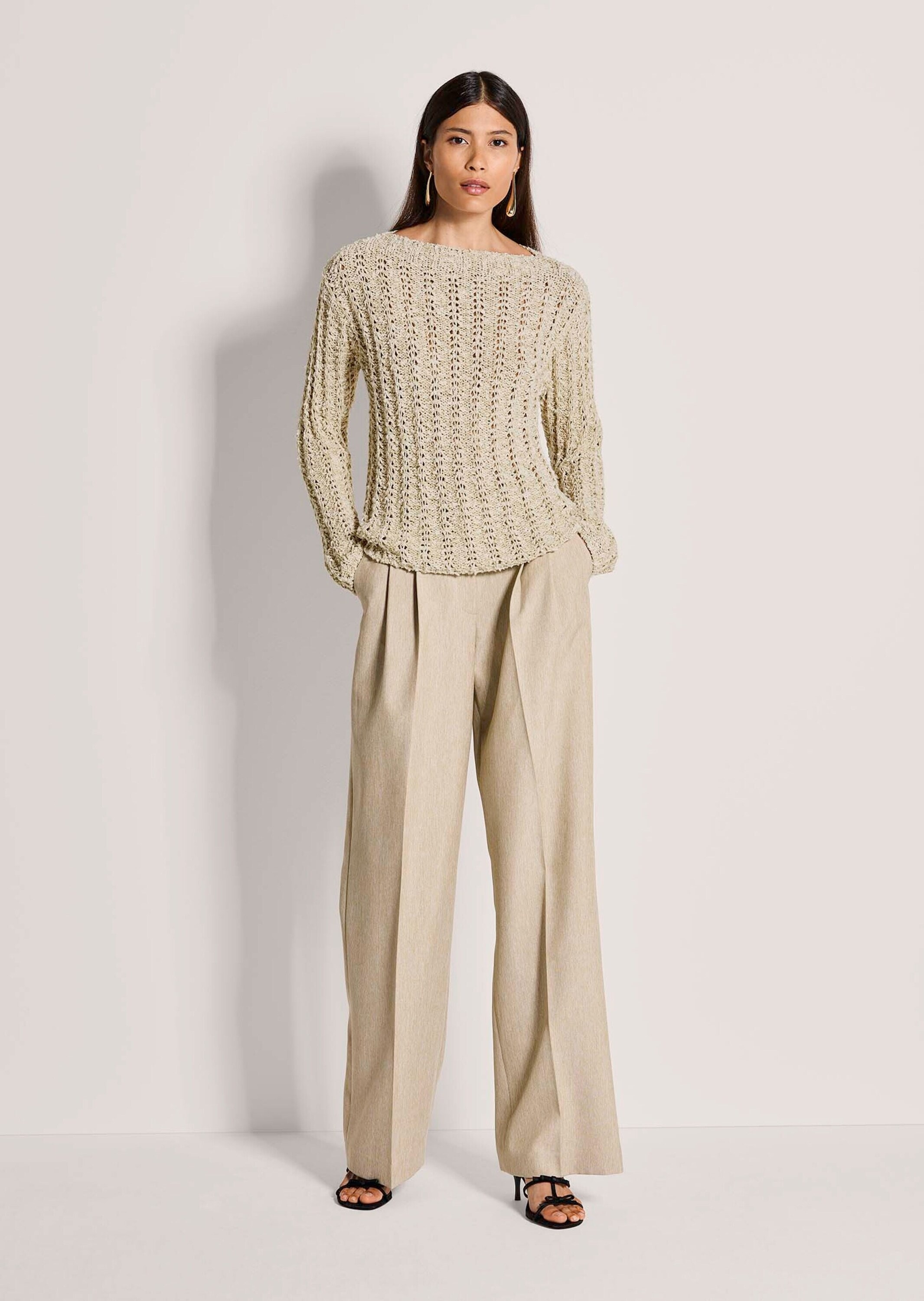 MADELEINE Longpullover »Strickpullover Baumwollpullover mit Rippenmuster« Durchbrochenes Rippenmuster
