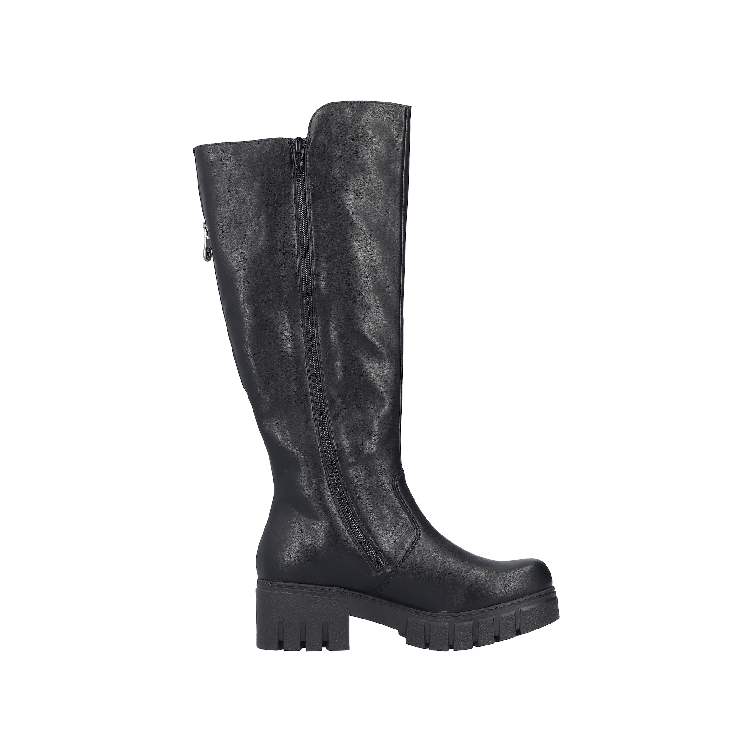 Rieker Stiefel  Langschaftstiefel mit Reißverschluss hinten und markantem Blockabsatz