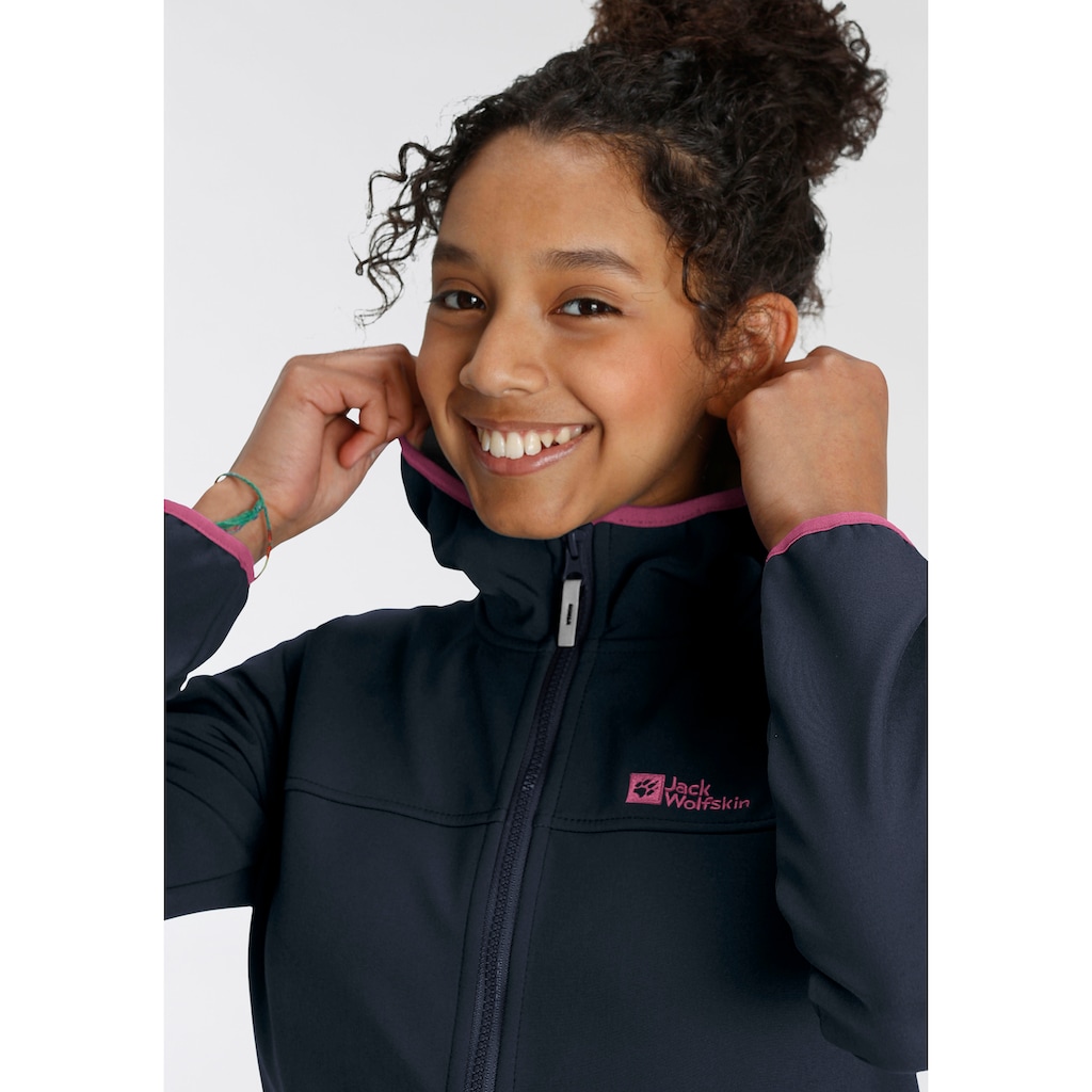 Jack Wolfskin Softshelljacke »FOURWINDS JACKET KIDS«, mit Kapuze