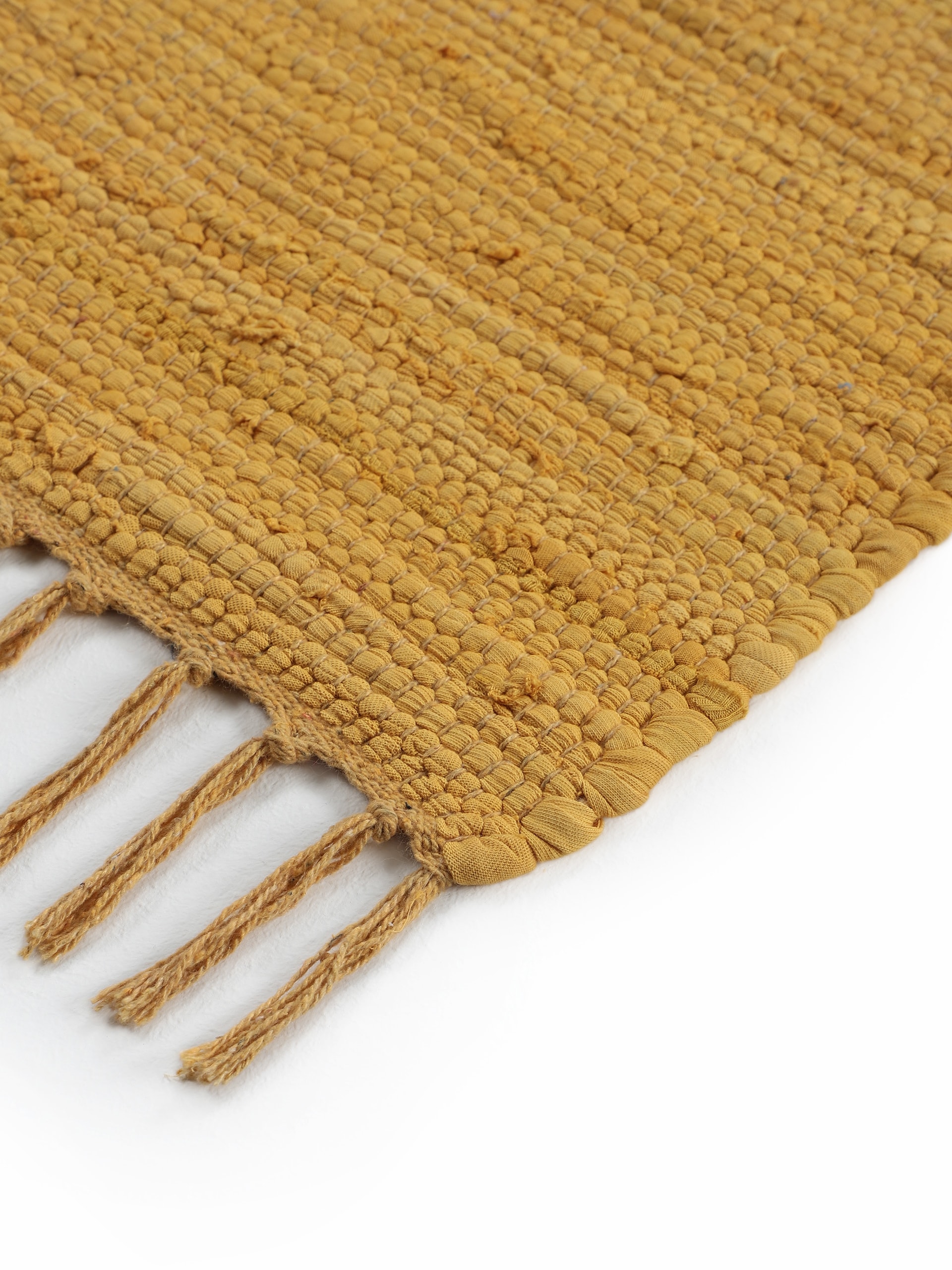 carpetfine Teppich »Kelim Chindi uni, auch als Läufer«, rechteckig, 5 mm Höhe, Wendeteppich, reine Baumwolle, handgewebt, Uni-Farben, mit Fransen