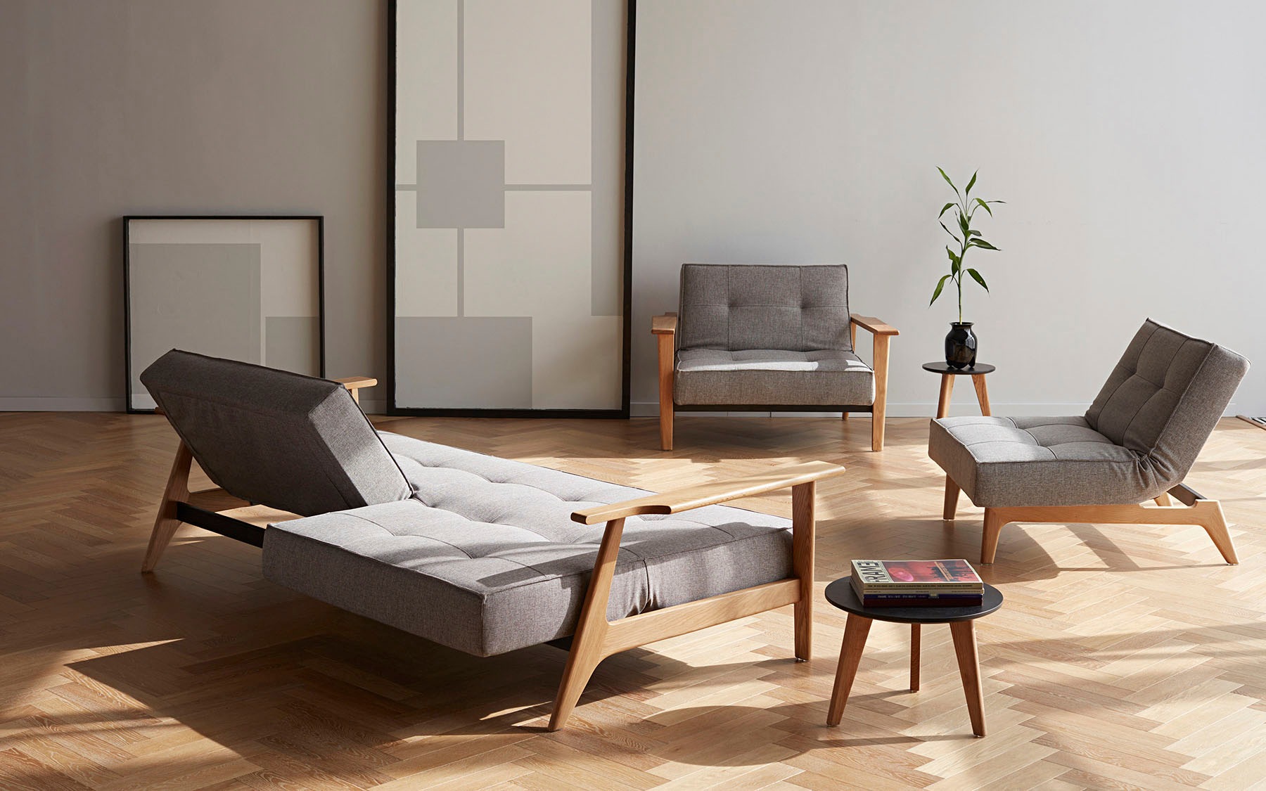 INNOVATION LIVING ™ Schlafsofa »Splitback Frej, Dauerschlafsofa, bequem mit Federkernunterfederung«, mit stabilen Armlehnen, in skandinavischem Design