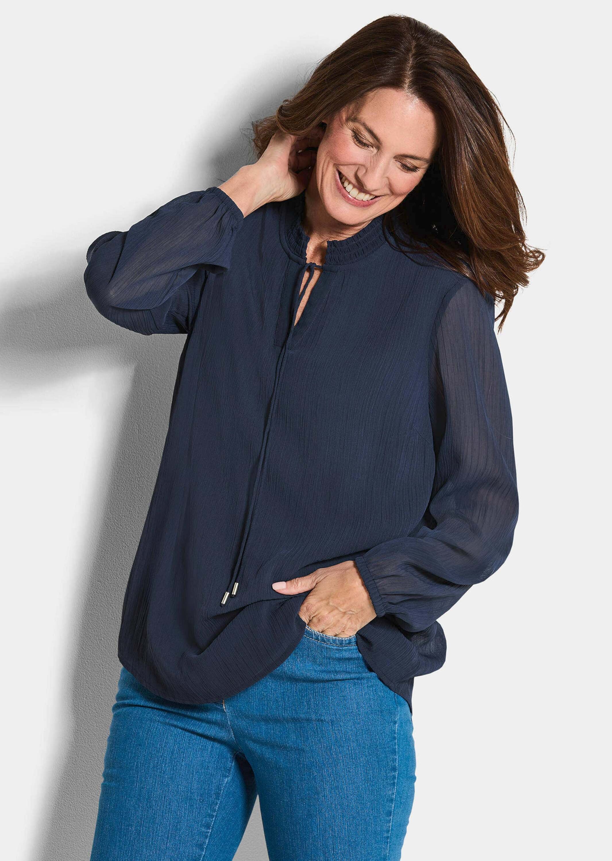 GOLDNER Chiffonbluse »Chiffonbluse mit femininem Ausschnitt«