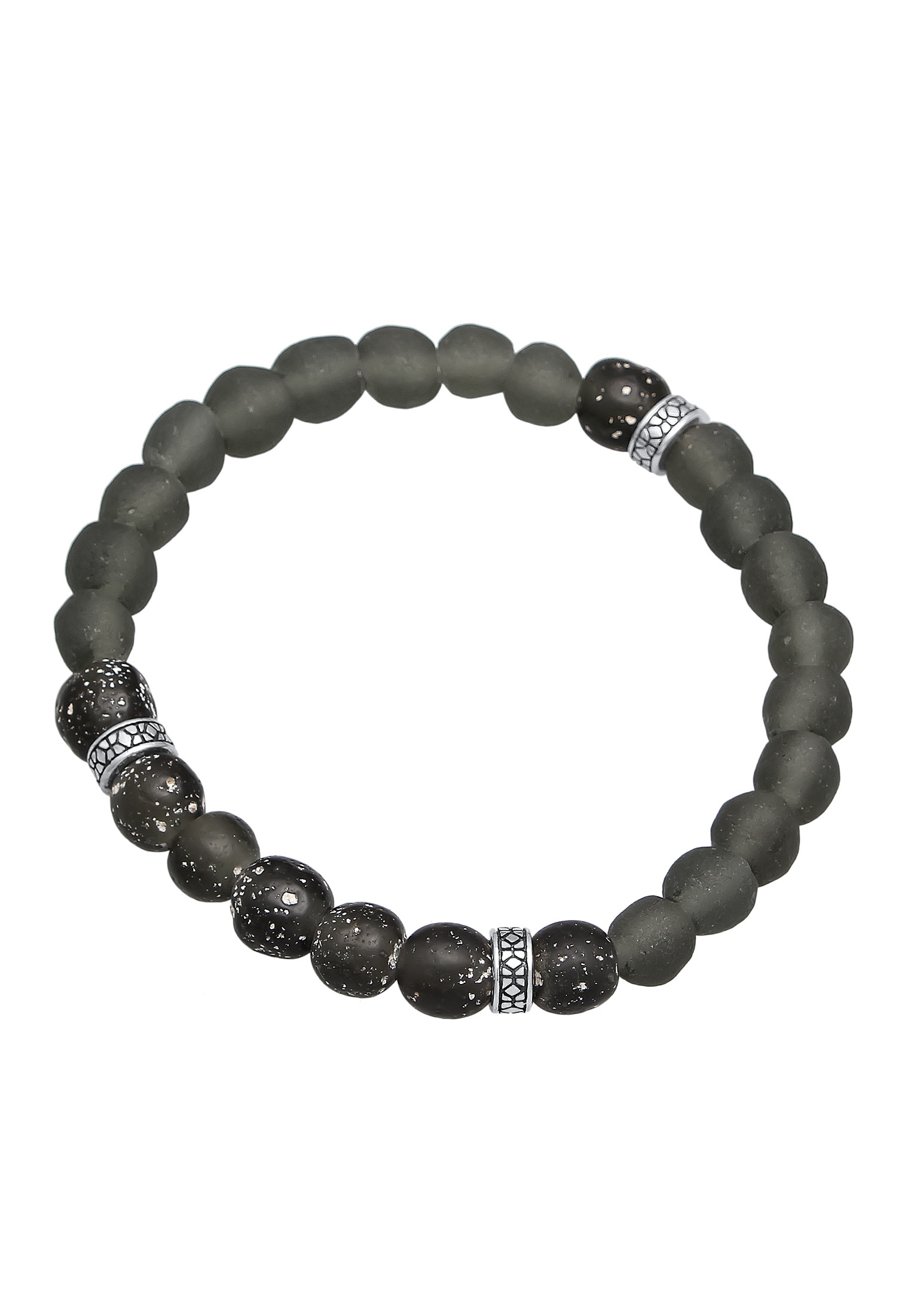 Kuzzoi Armkette »Armband Recycelte Glas Perlen Beads Olive 925 Silber«